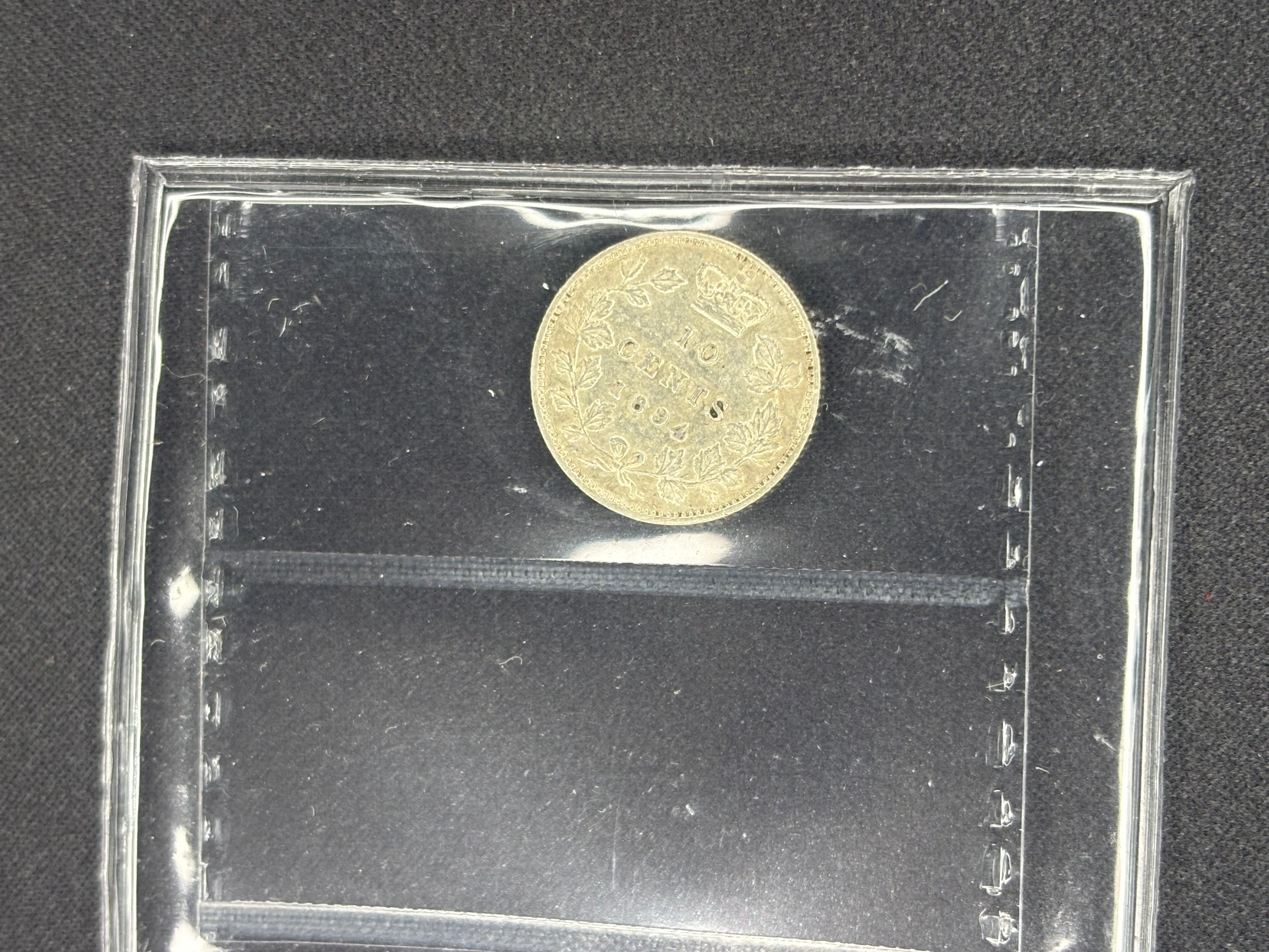 Canadian Silver Coin - 10 cents - 1894 Obv. 5 - VF30 ICCS