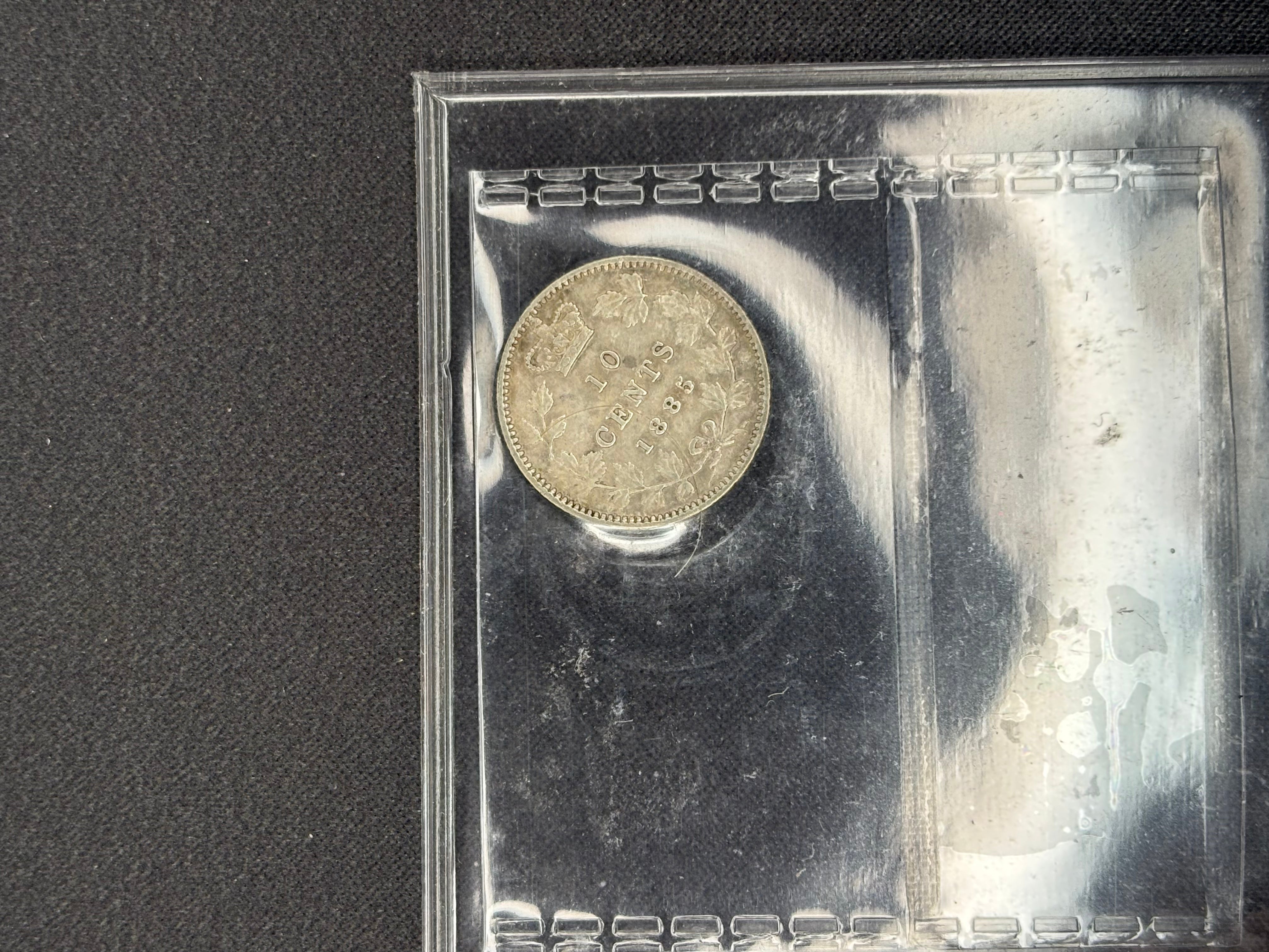 Canadian Silver Coin - 10 cents - 1885 Obv 4 - VF30 ICCS