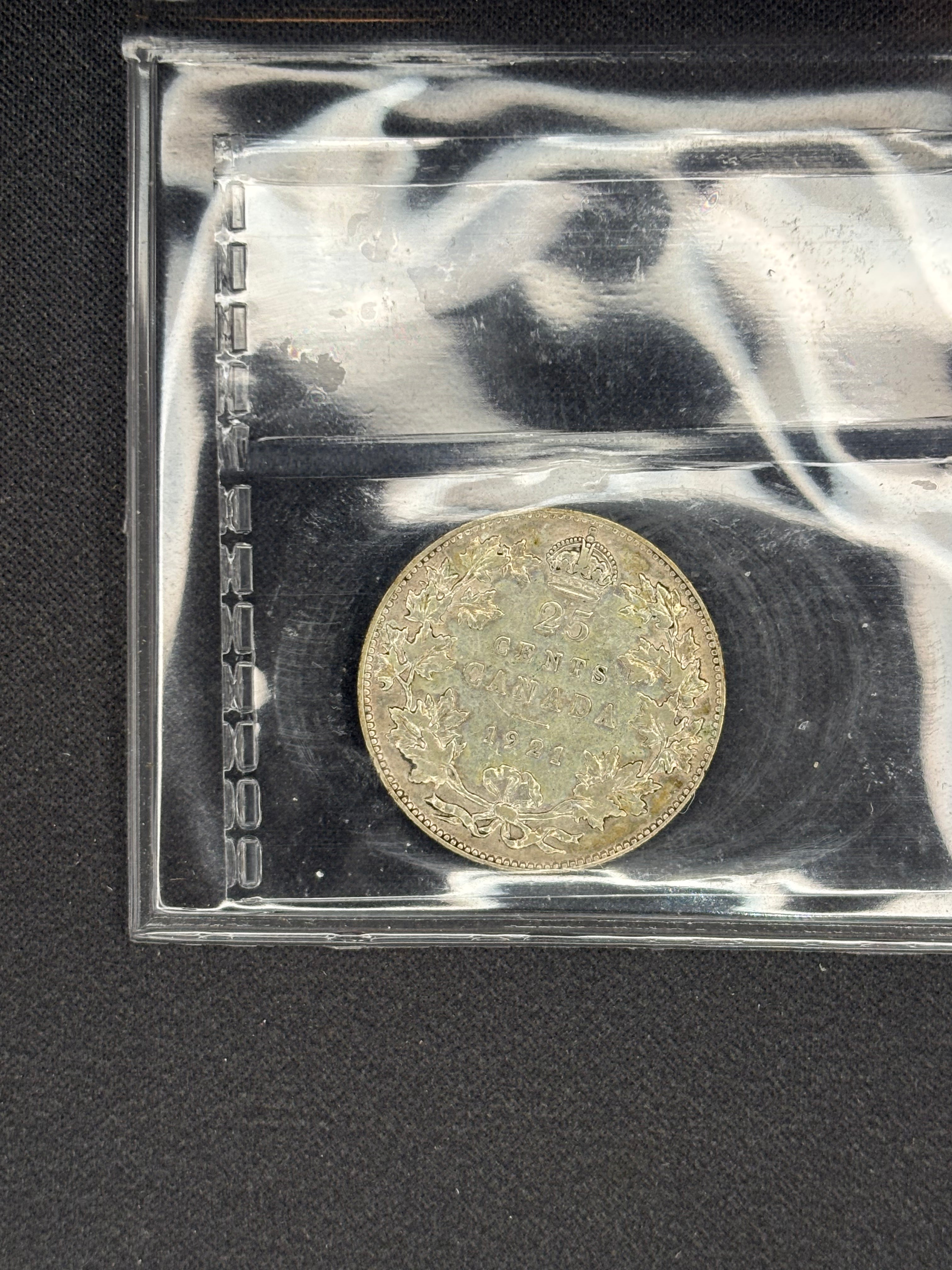 Canadian Silver Coin - 25 cents - 1921 - F15 ICCS