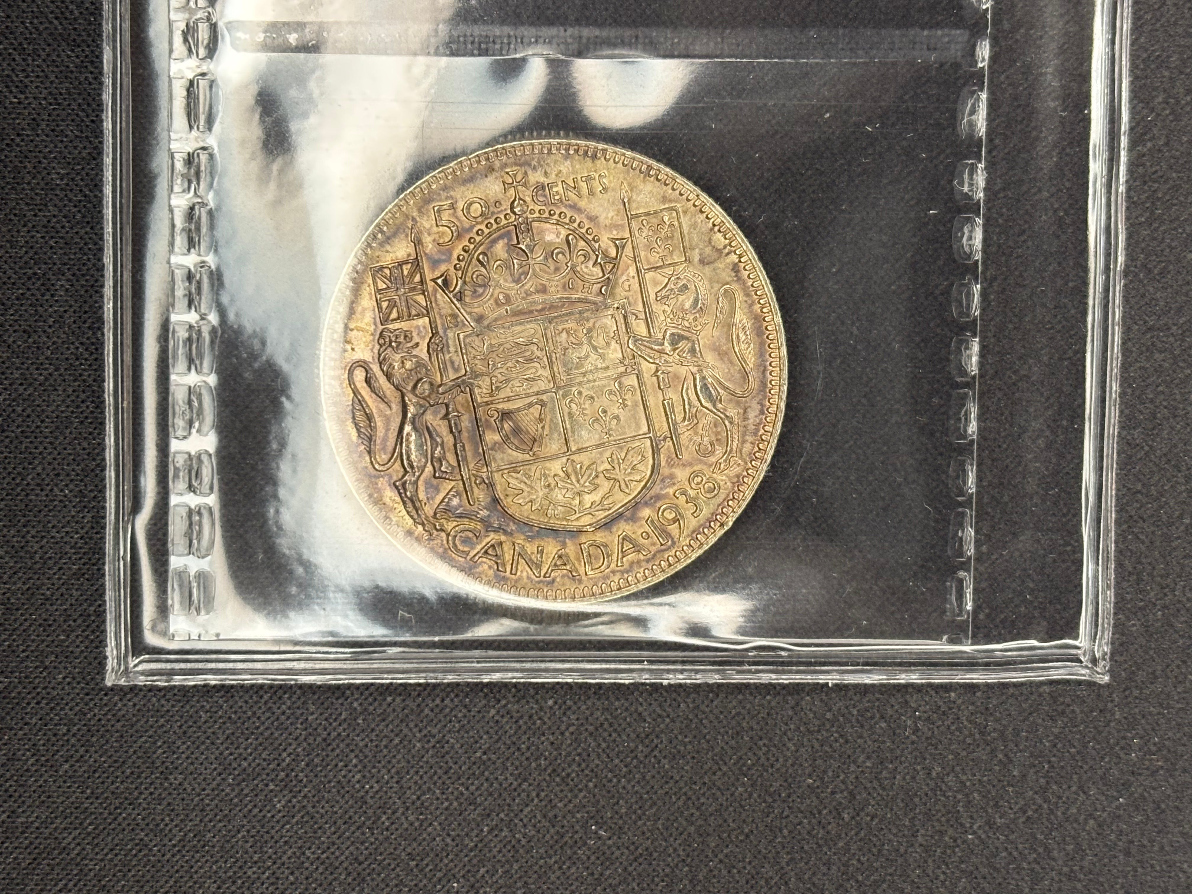 Canadian Silver Coin - 50 cent - 1938 - MS62 ICCS