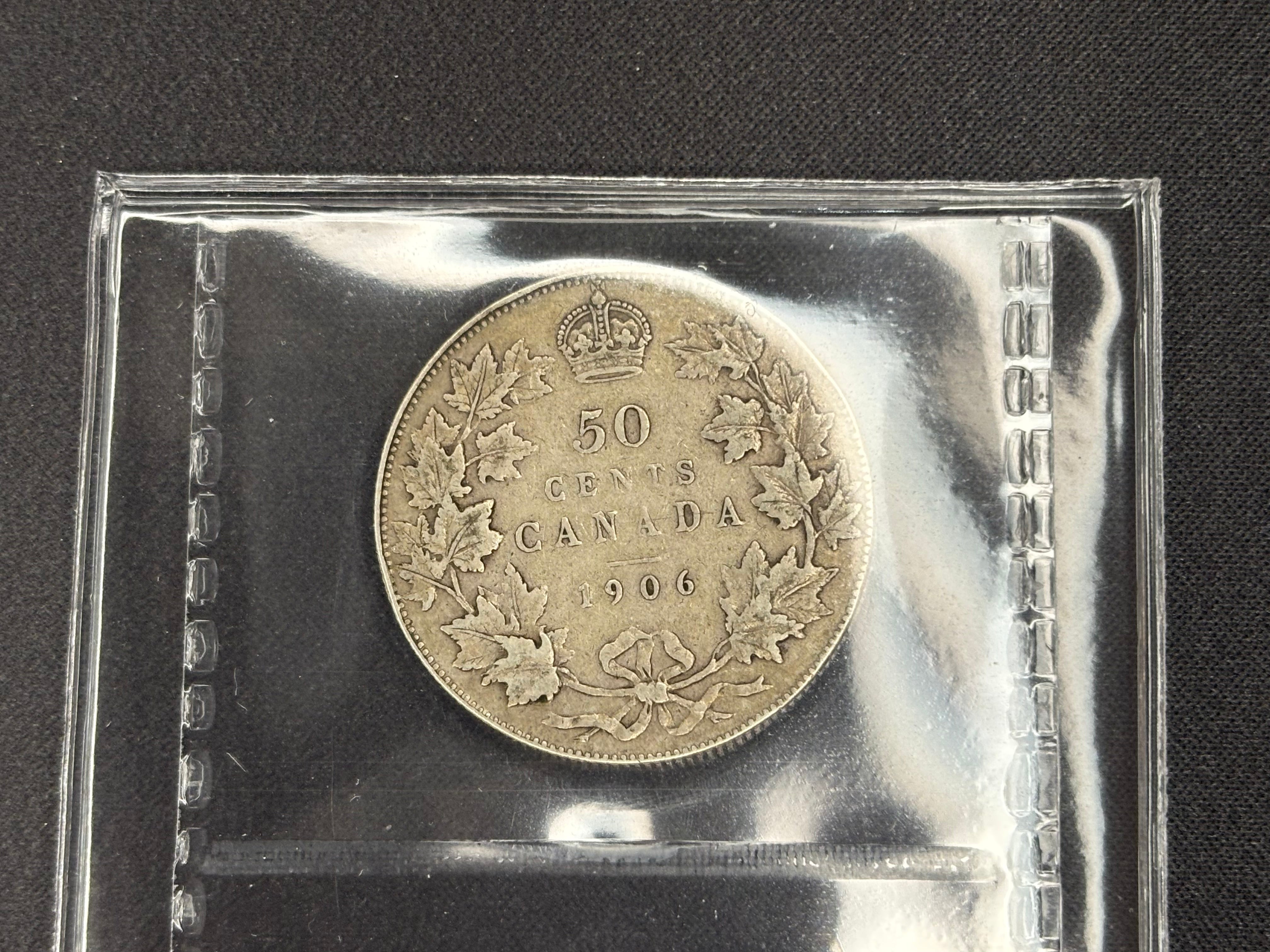 Canadian Silver Coin - 50 cents 1906 - VF20 ICCS