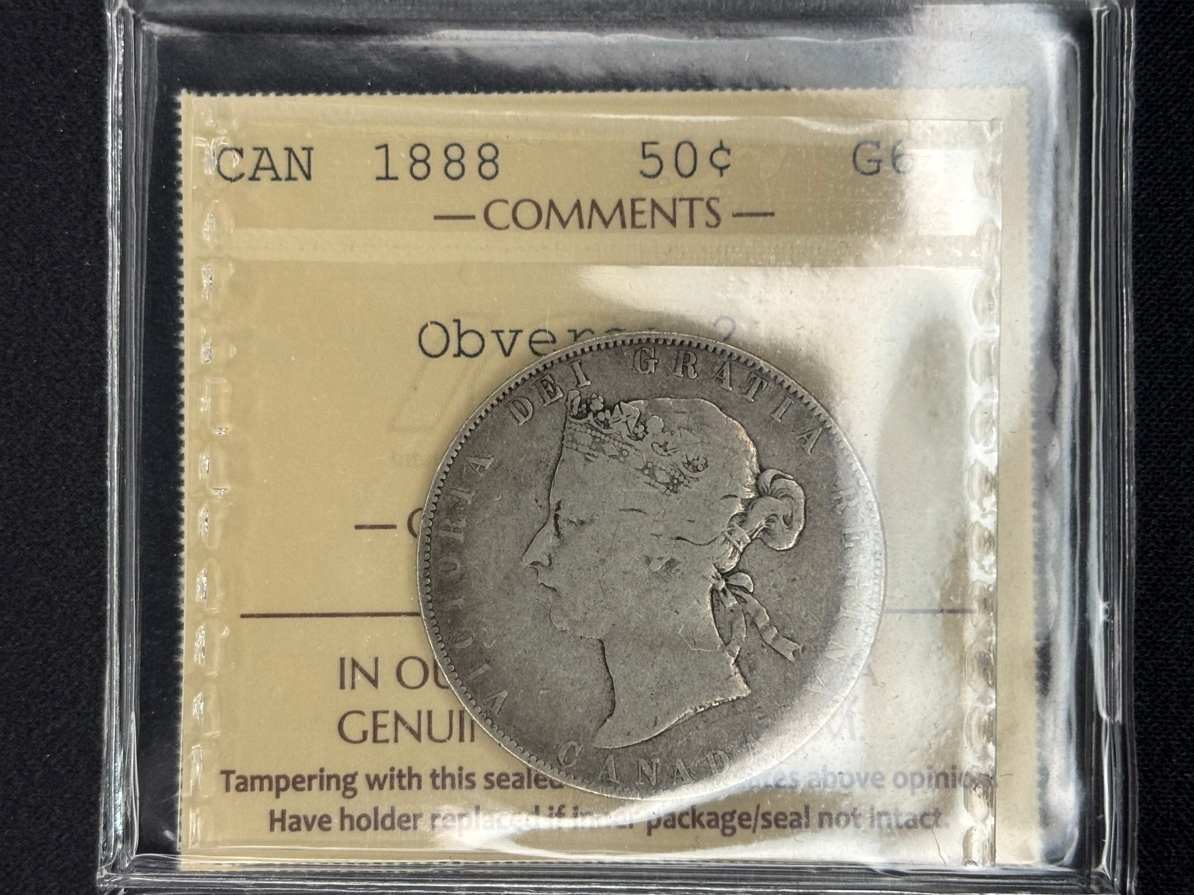 Canadian Silver Coin - 50 cents - 1888 - G6 ICCS