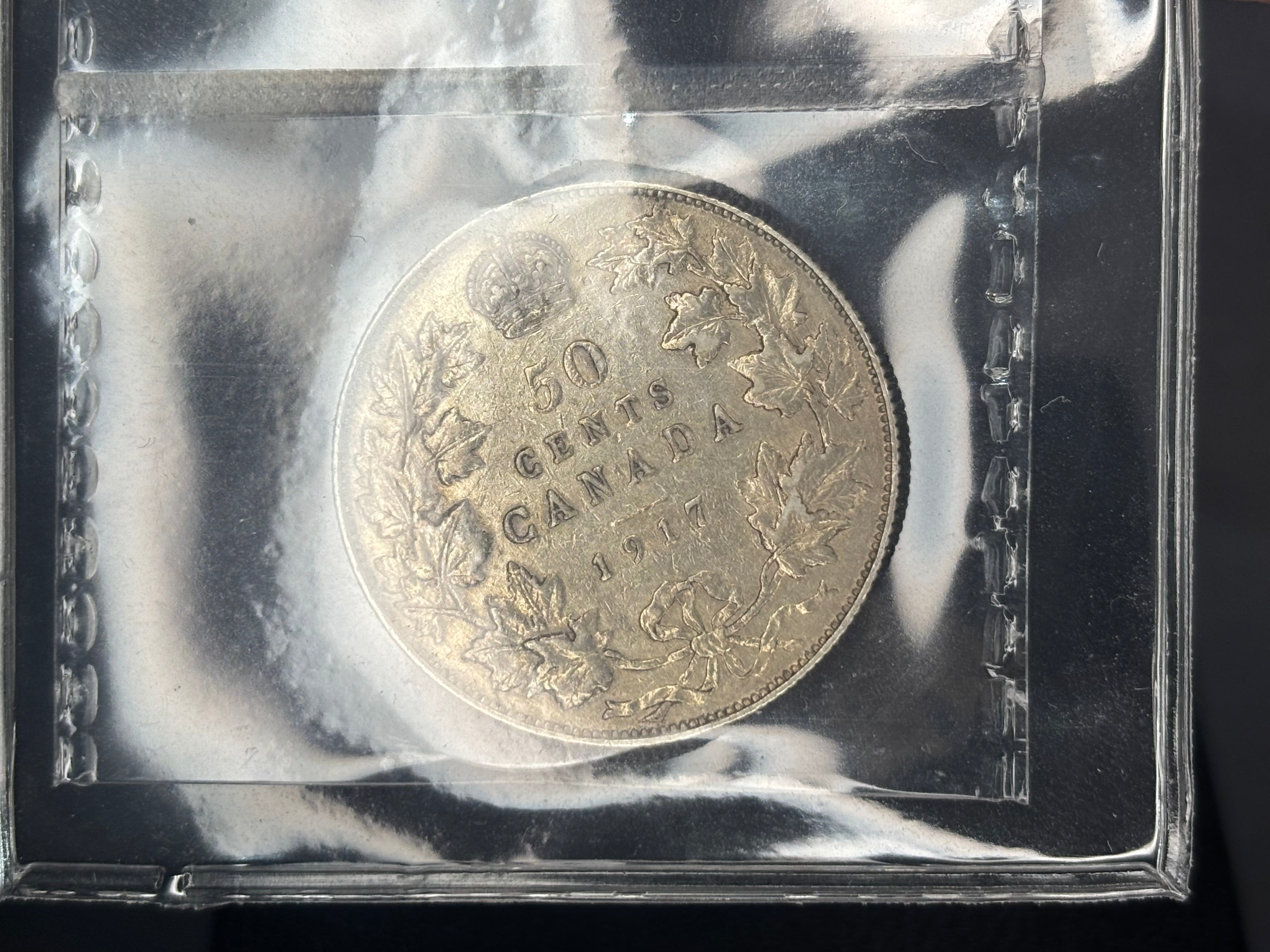 Canada Silver Coin - 50 cents - 1917 - VF30 ICCS