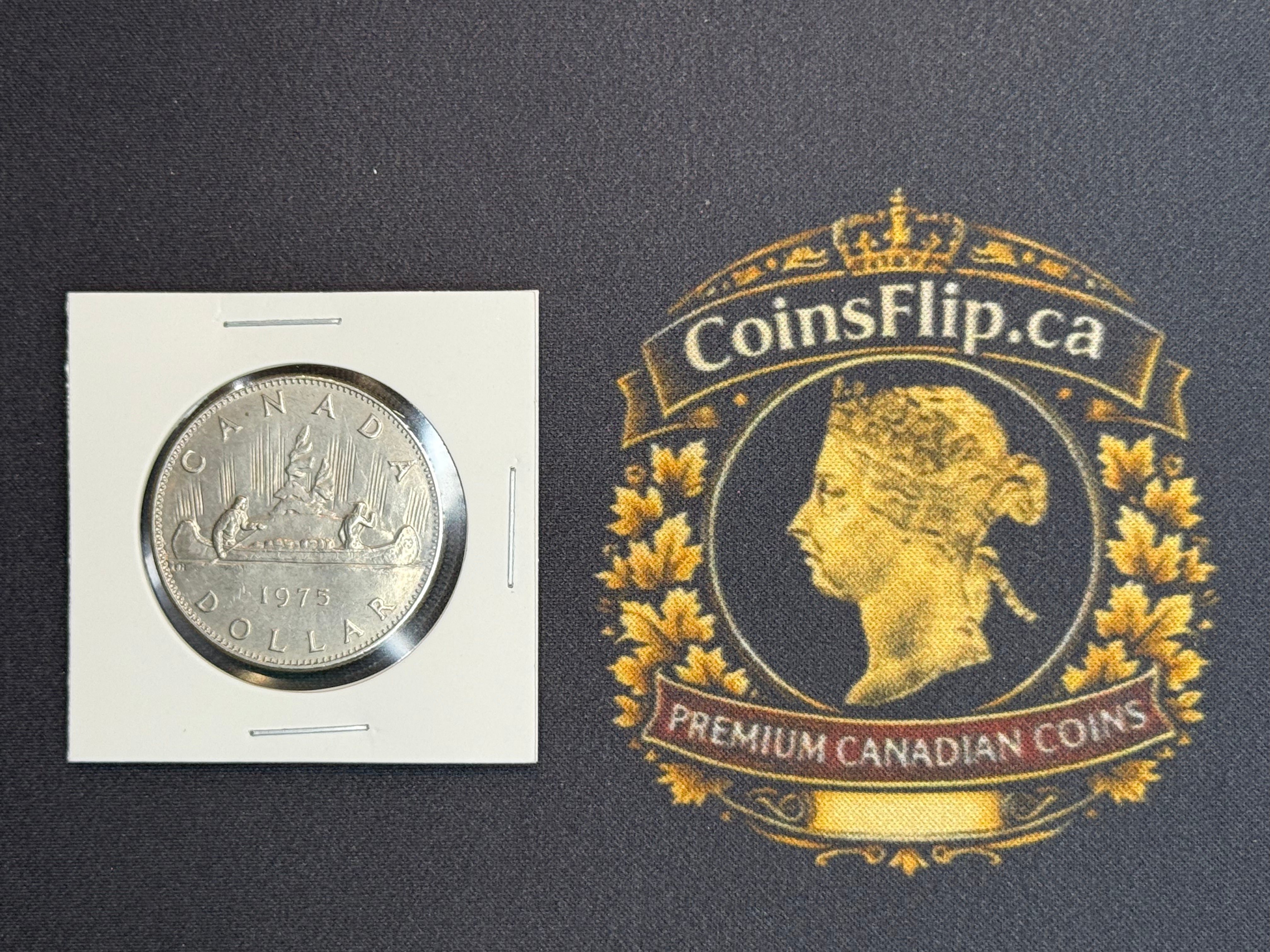 Canadian Nickel Dollar - 1975 Attached MS