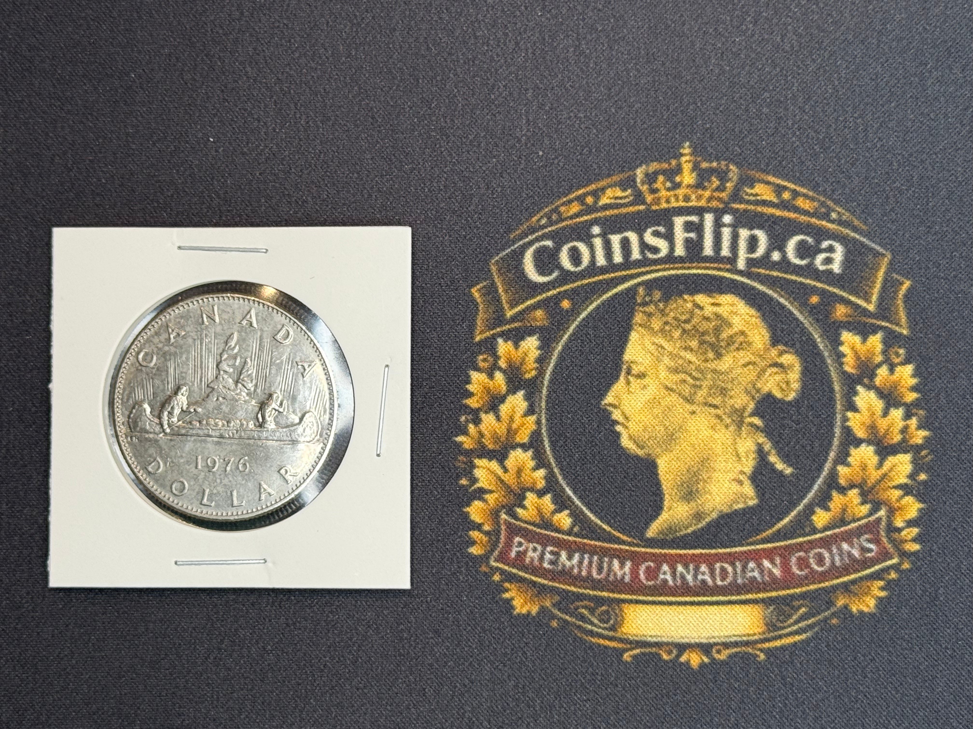 Canadian Nickel Dollar - 1976 Attached MS