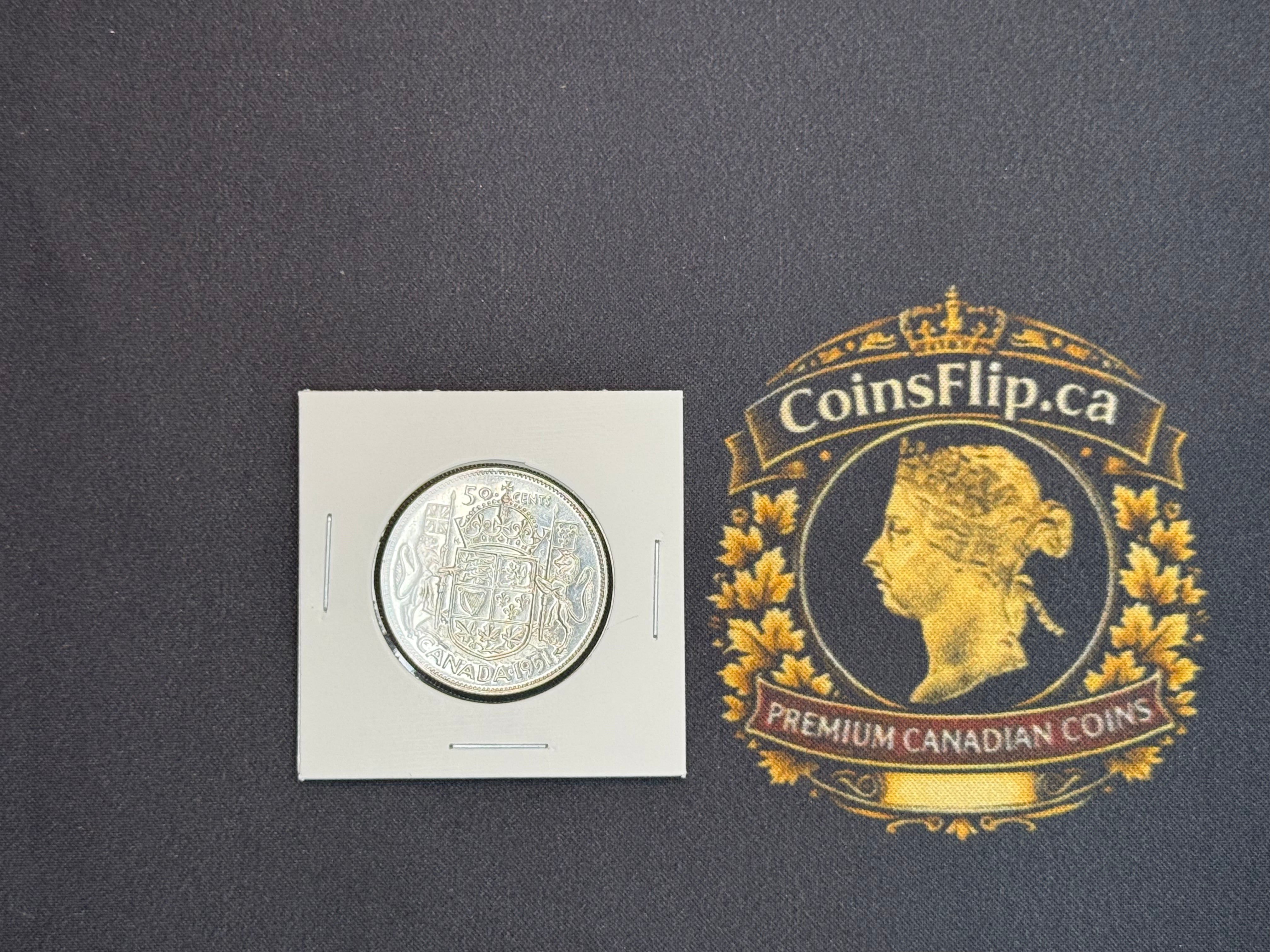 Canada Silver Coin - 50 cents - 1951 AU