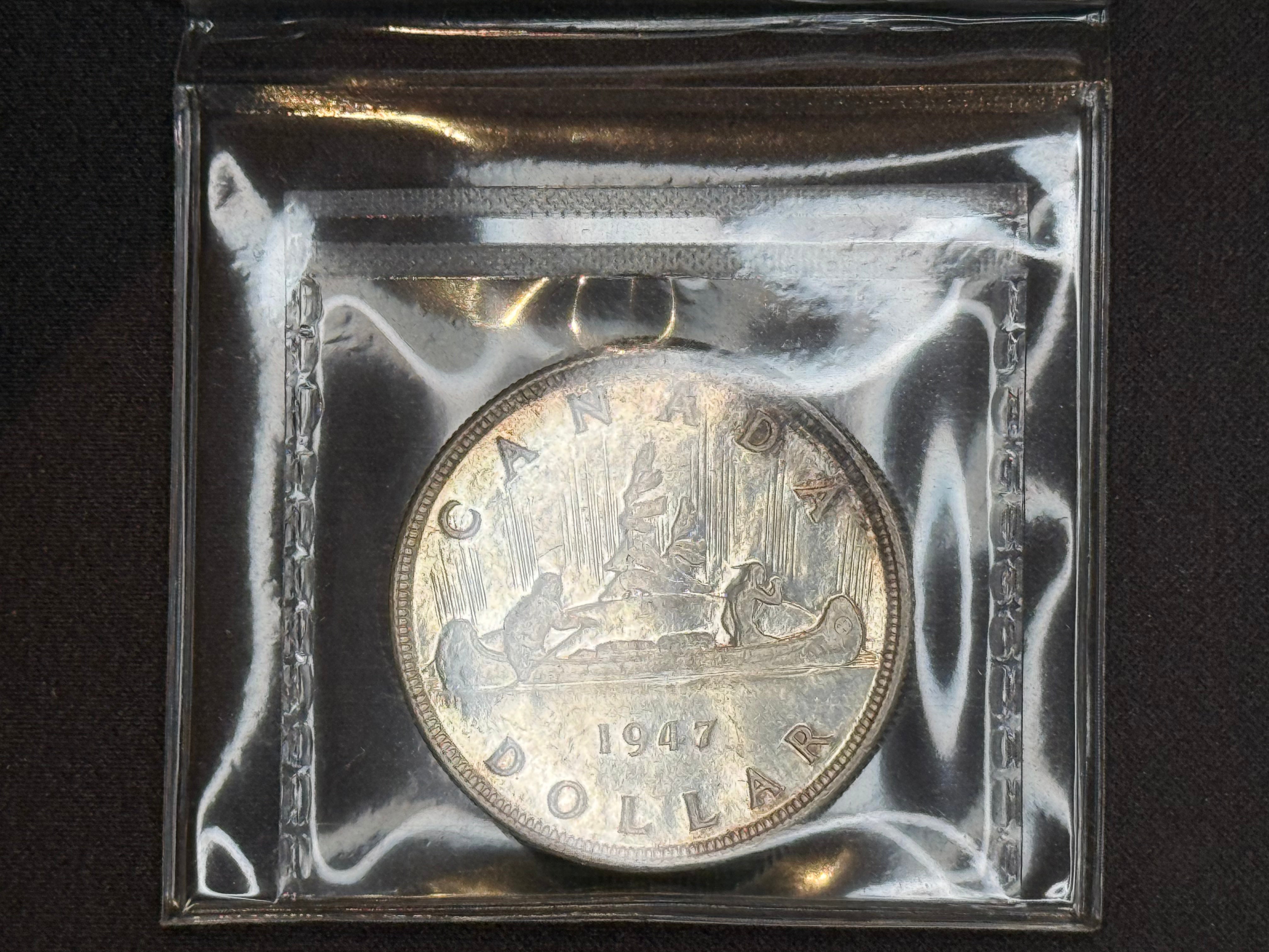 Canadian Silver Coin - Dollars - 1947 B7 - MS63 ICCS