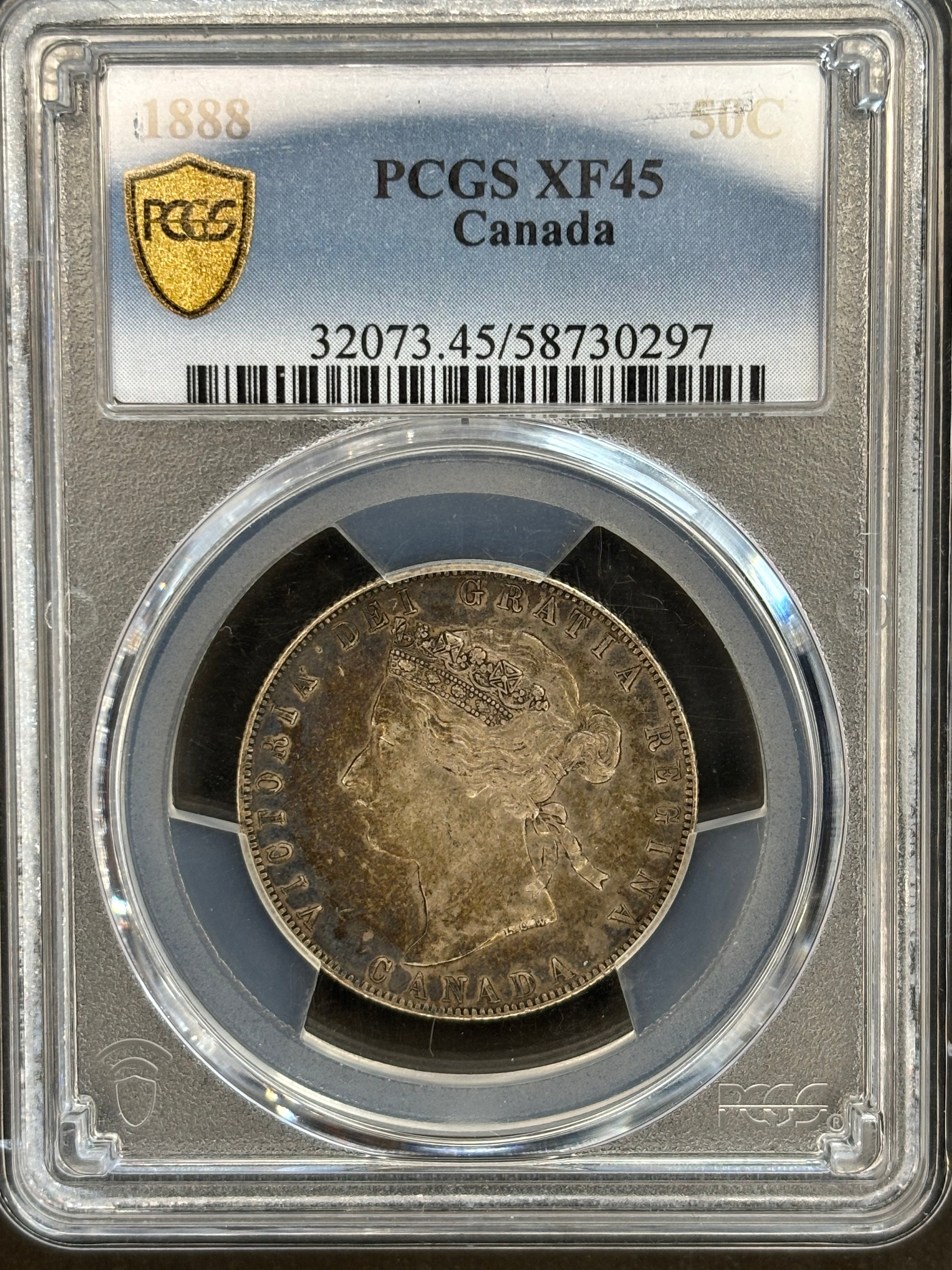 Pièce de monnaie en argent du Canada - 50 cents - 1888 Avers 2 / PCGS EF45