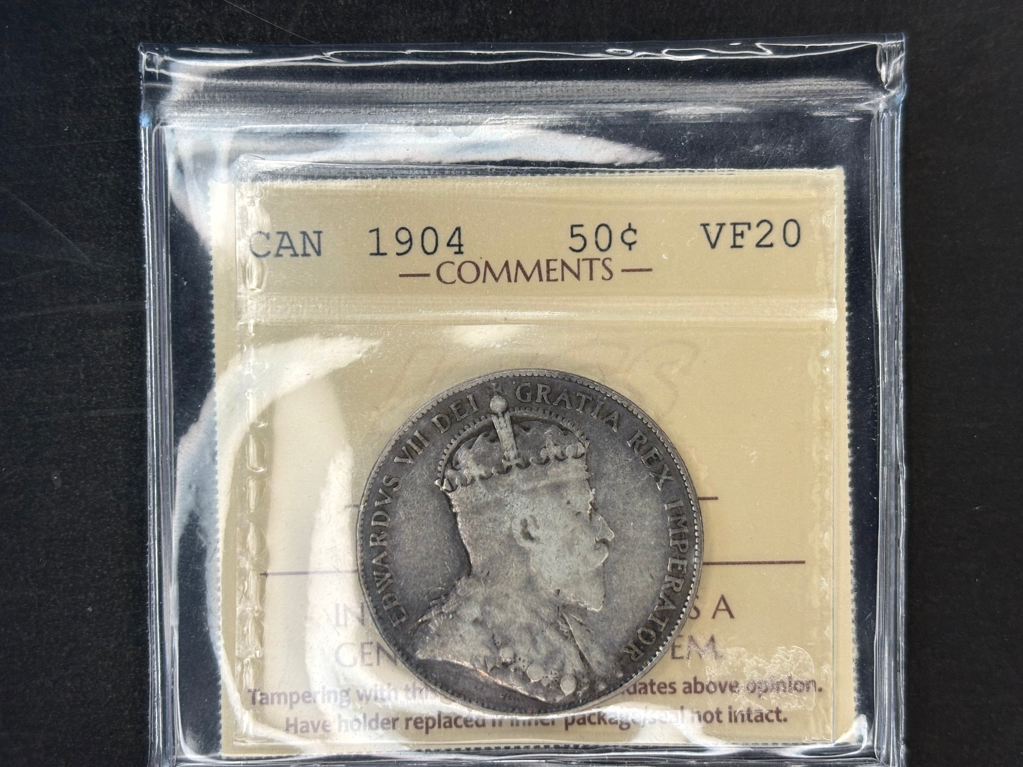 Pièce de monnaie en argent du Canada - 50 cents - 1904 / ICCS VF20