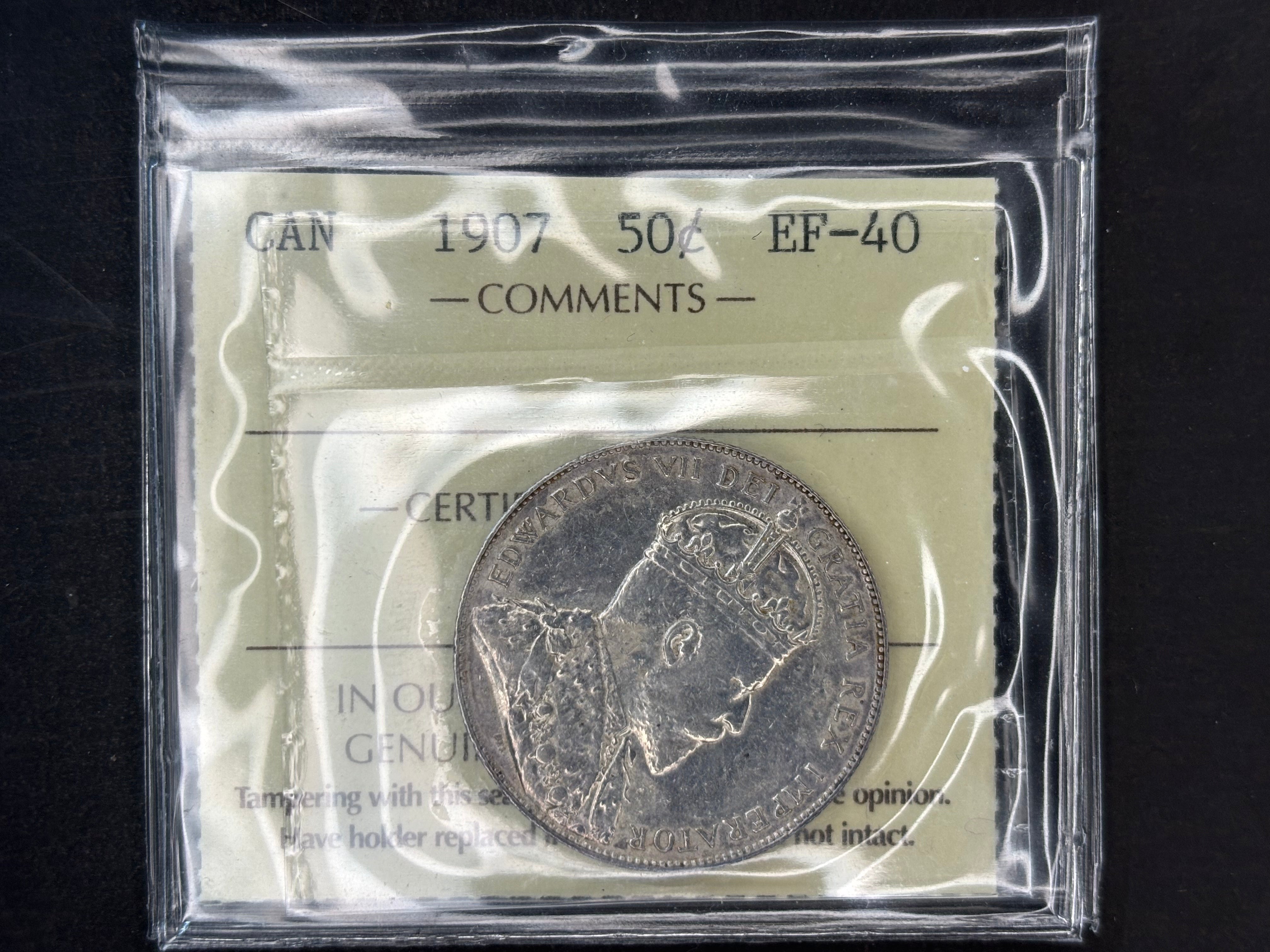 Pièce d'argent du Canada - 50 cents - 1907 / ICCS EF40