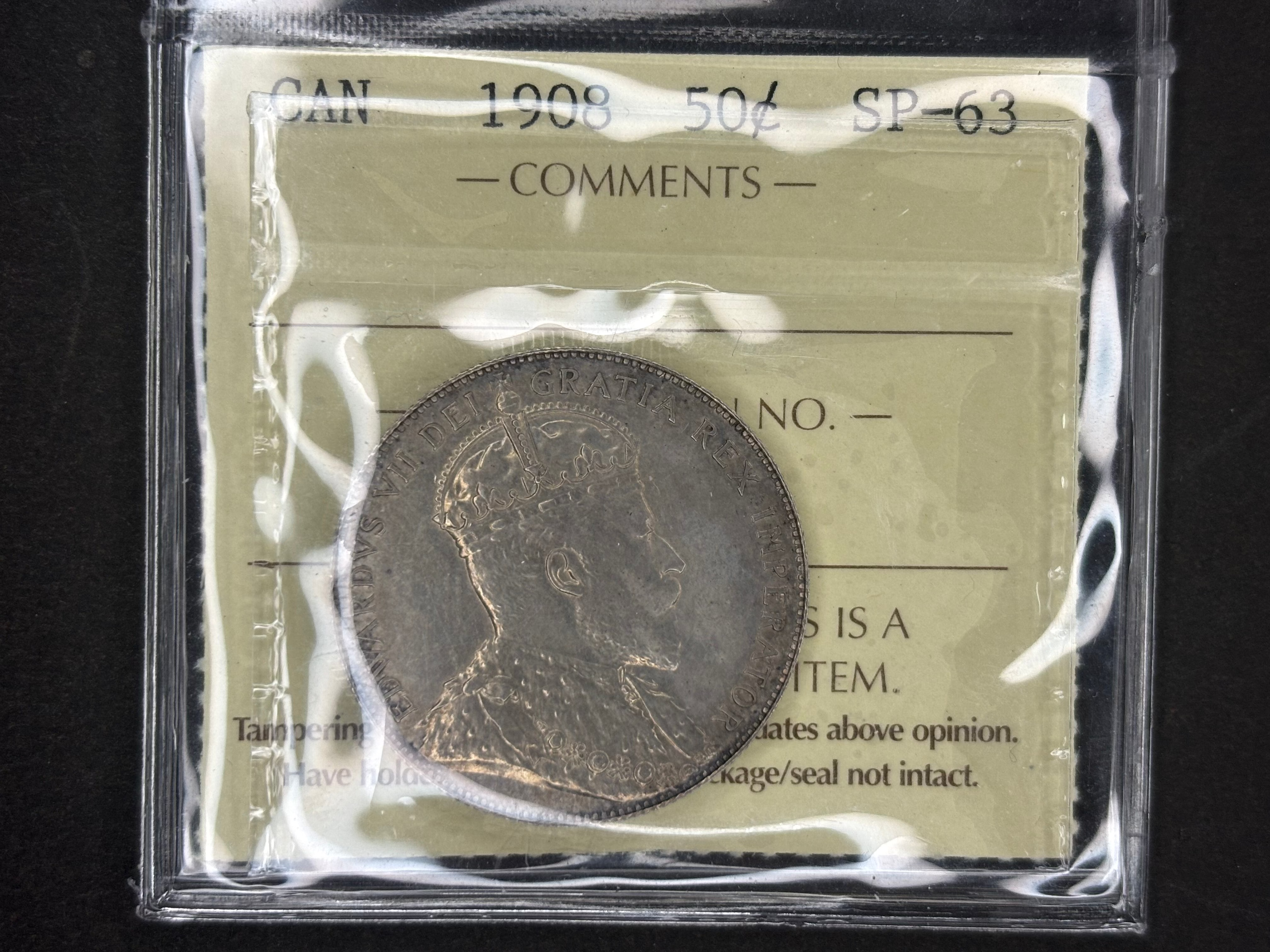 Pièce d'argent du Canada - 50 cents - 1908 / ICCS SP63