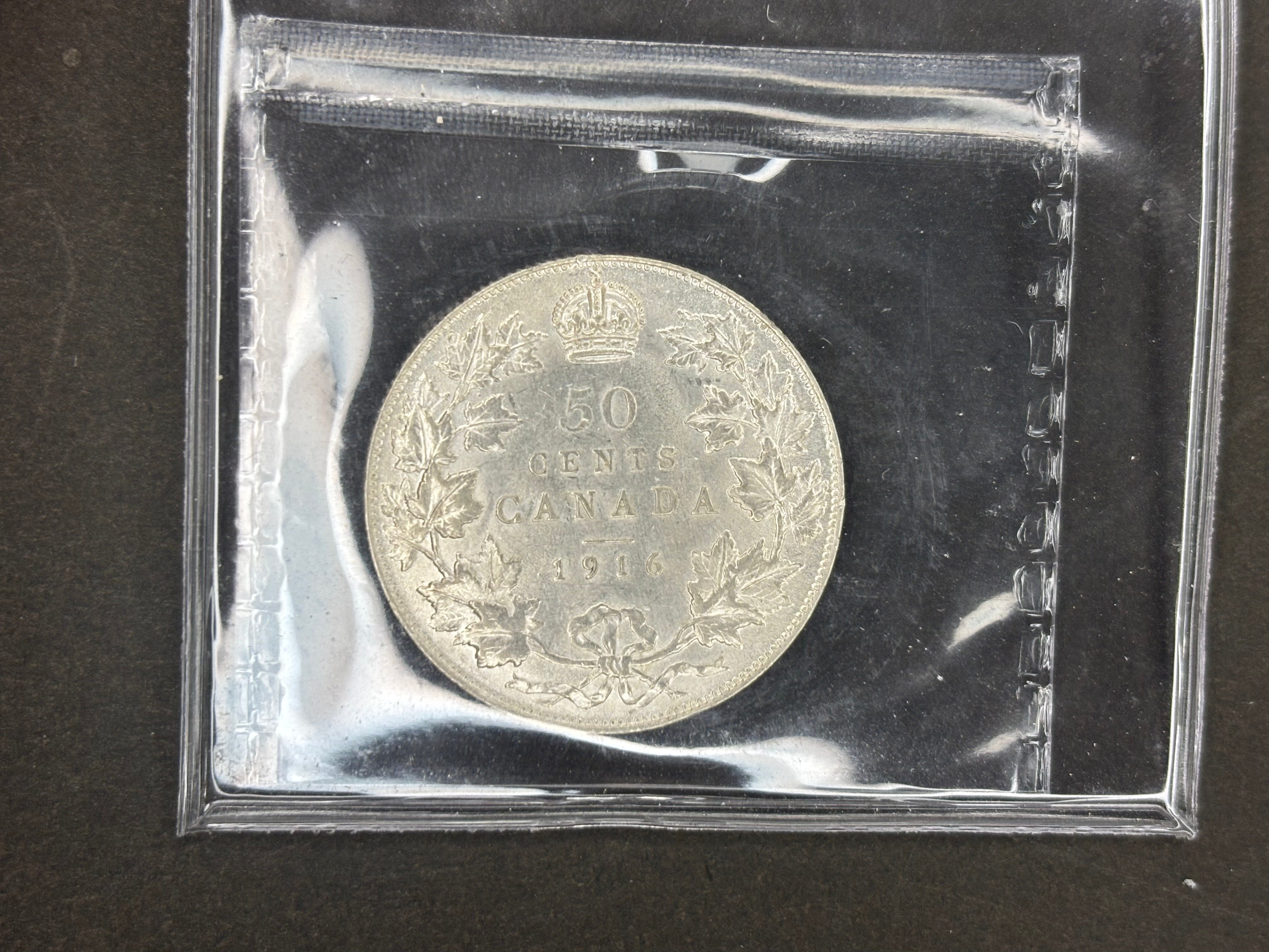 Pièce de monnaie en argent du Canada - 50 cents - 1916/ ICCS AU50