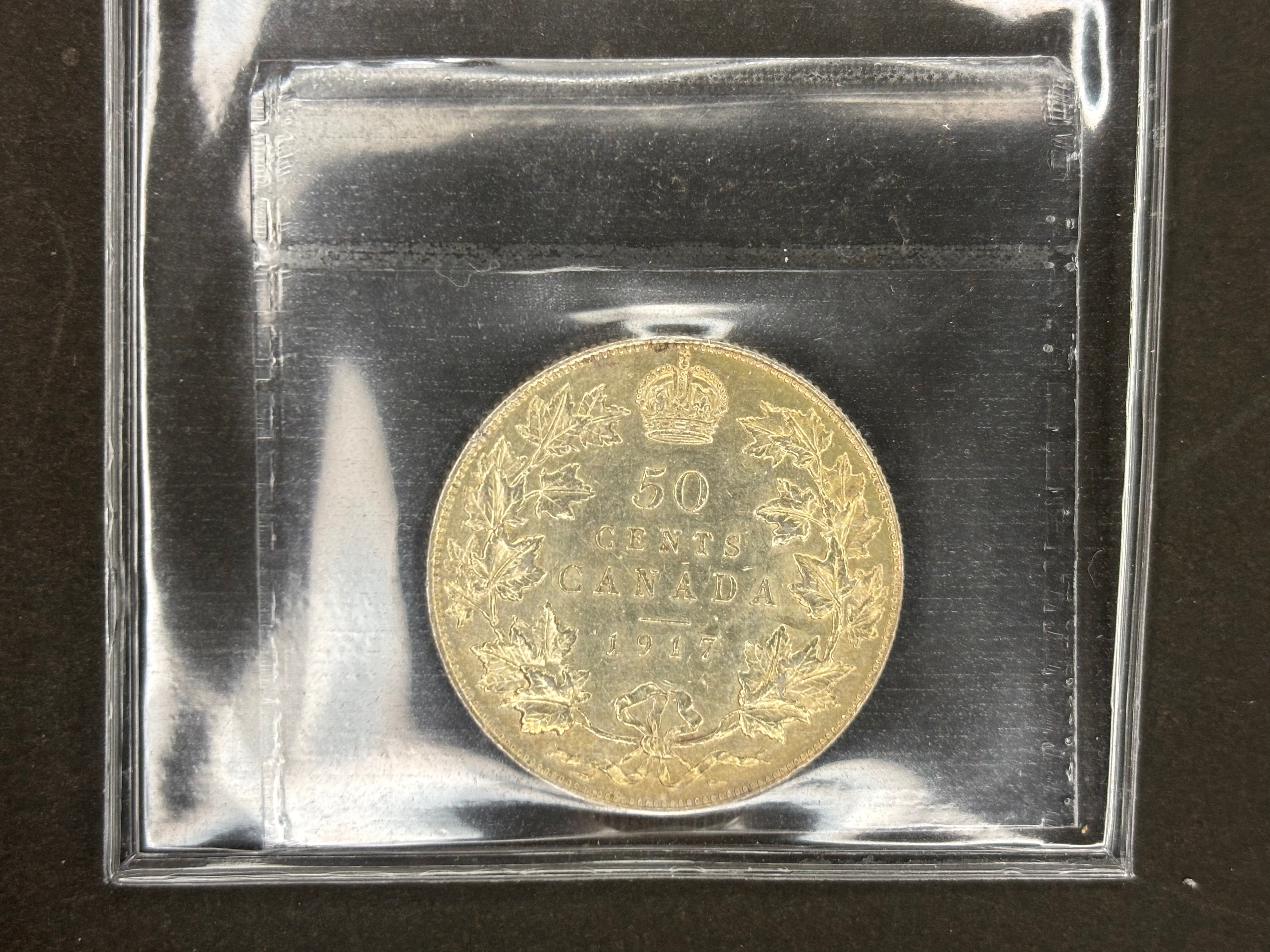 Pièce d'argent du Canada - 50 cents - 1917/ ICCS AU50