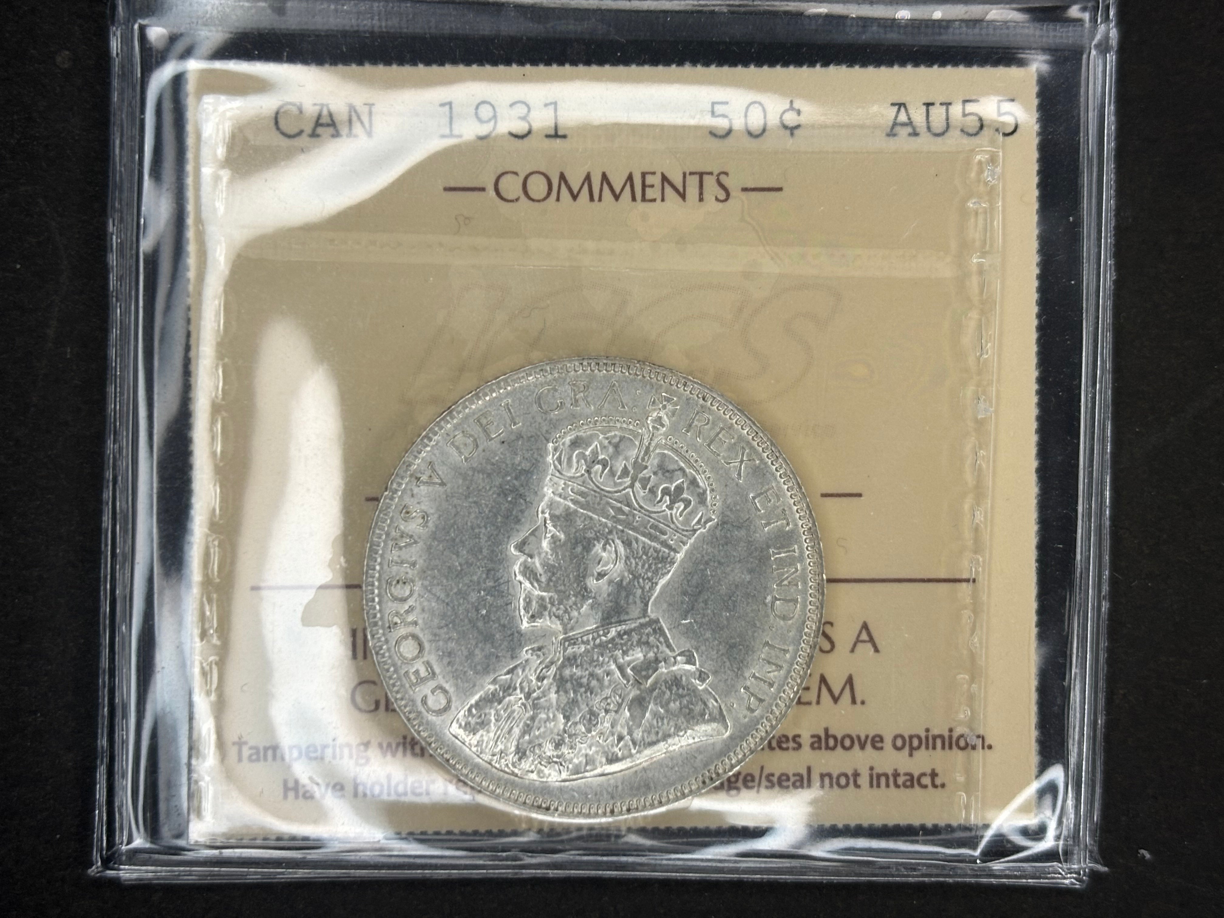 Pièce d'argent du Canada - 50 cents - 1931 / ICCS AU55