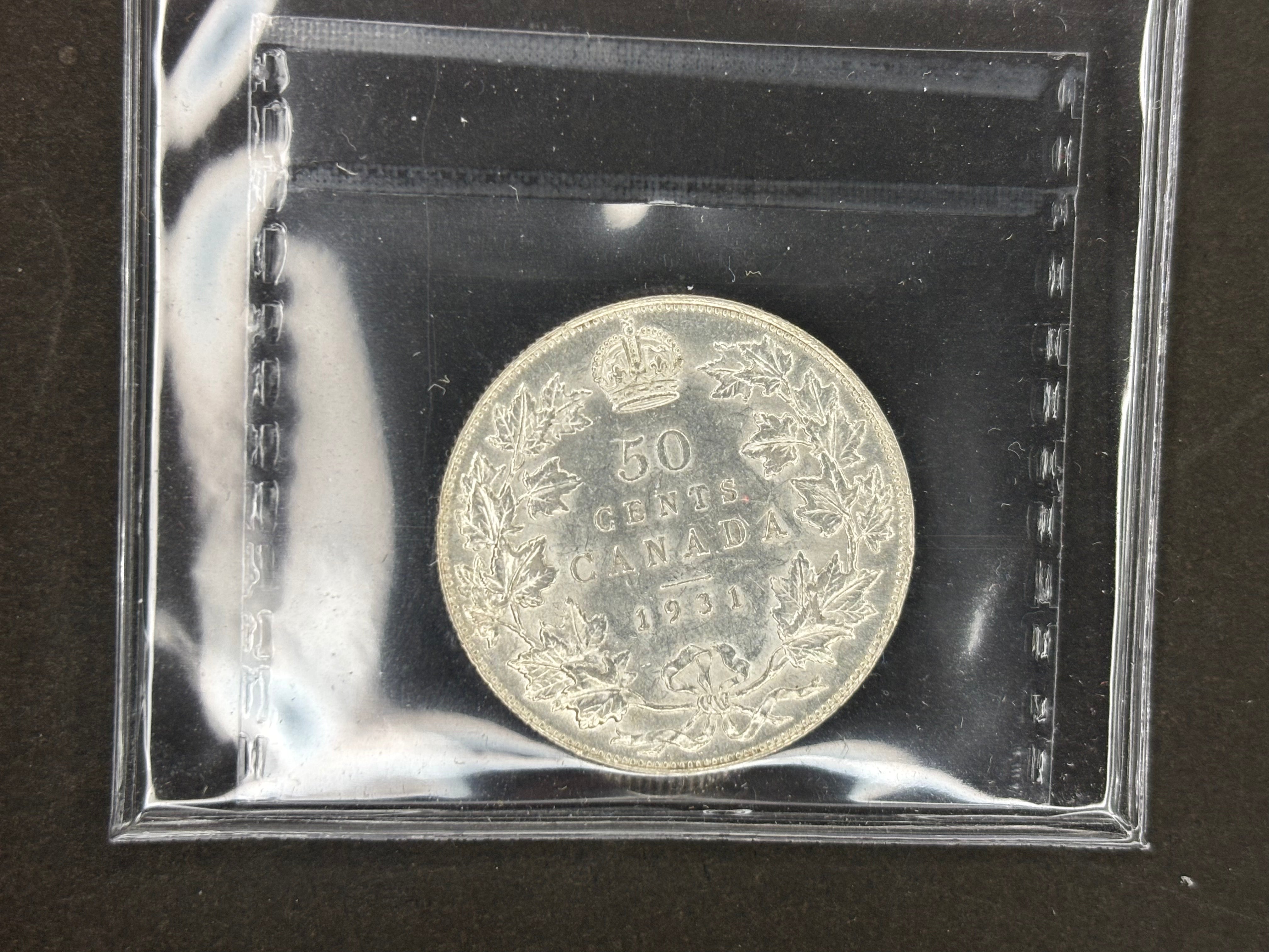 Pièce d'argent du Canada - 50 cents - 1931 / ICCS AU55