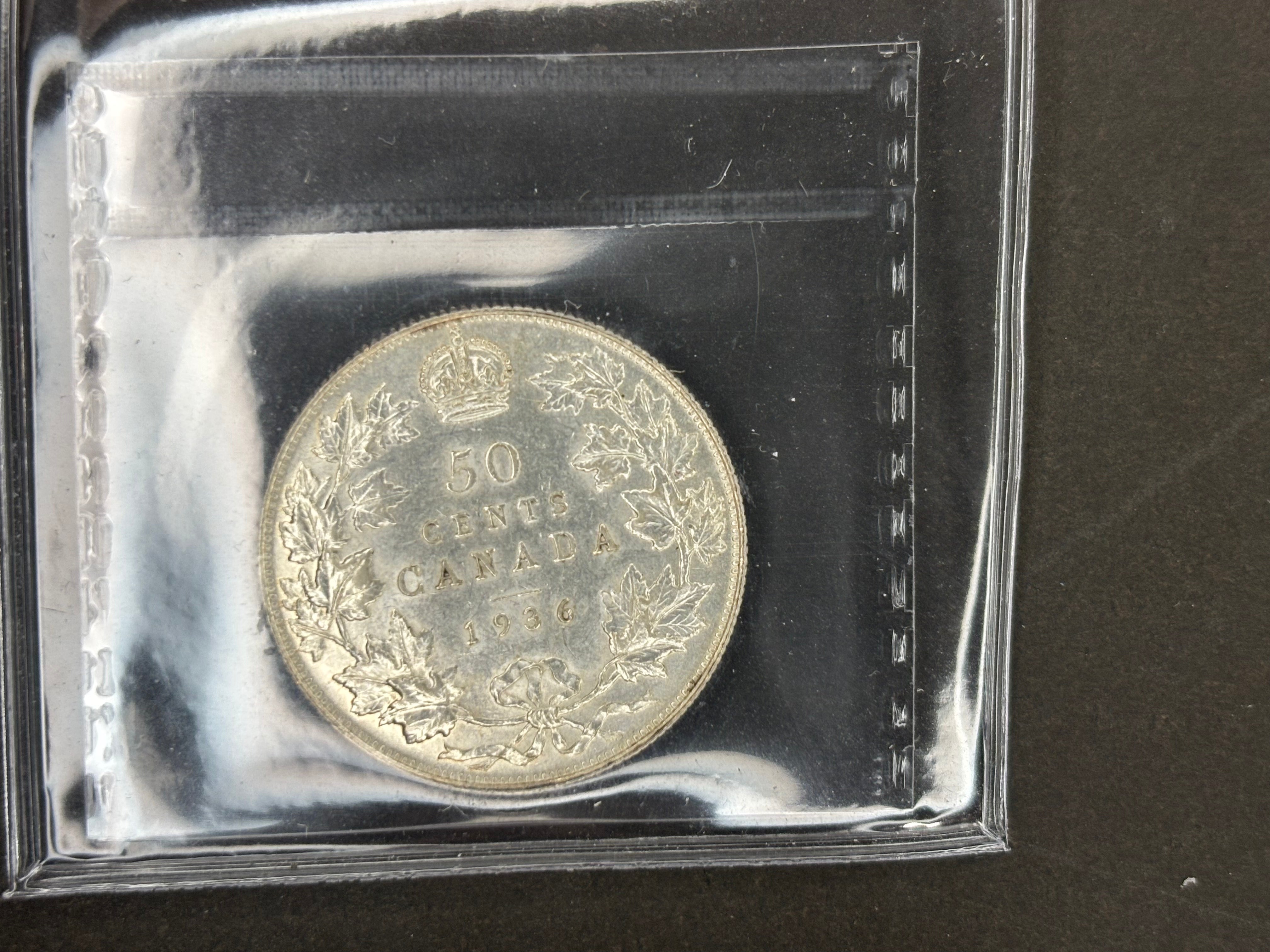 Pièce d'argent du Canada - 50 cents - 1936 / ICCS AU55