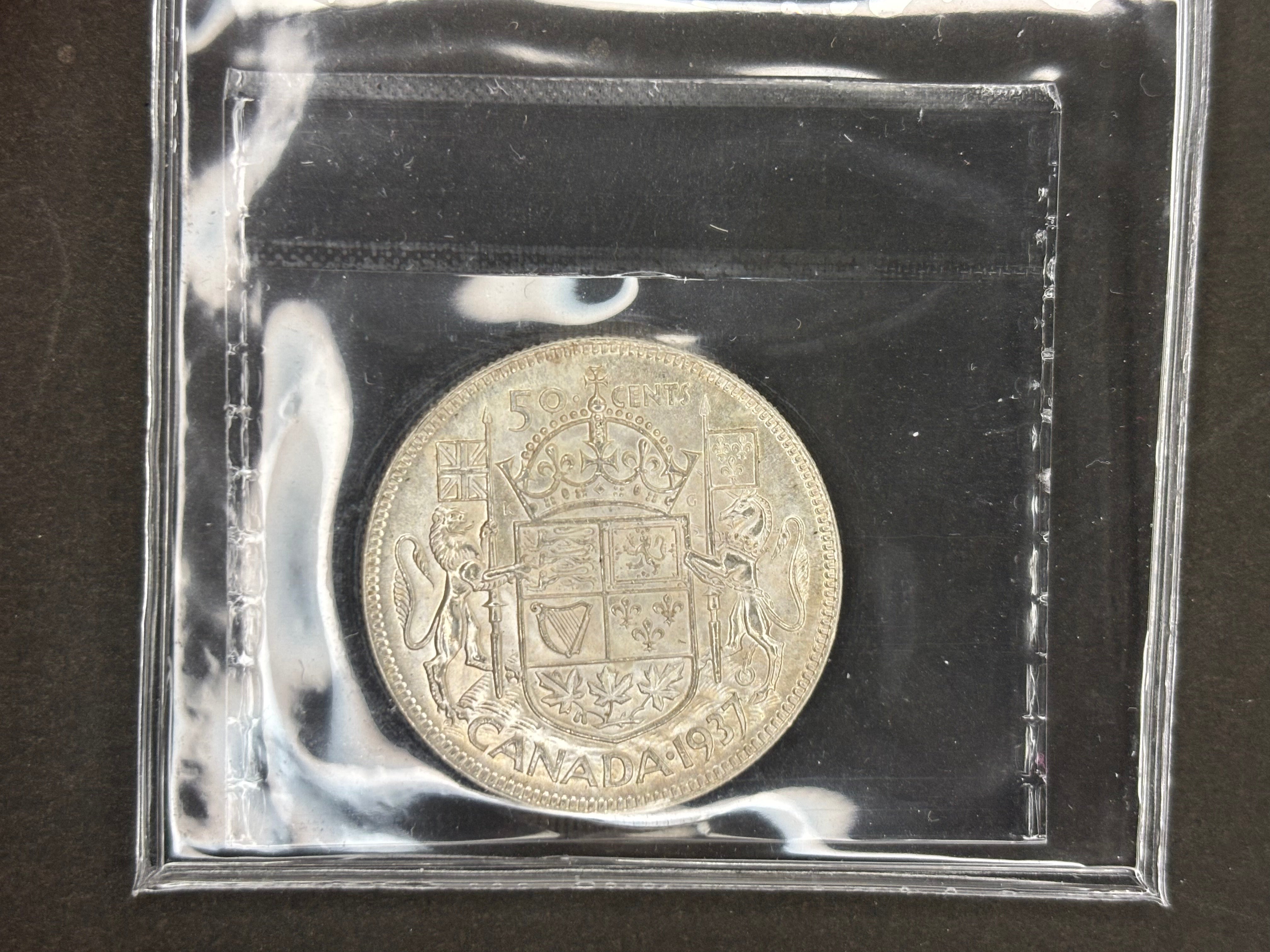Pièce de monnaie en argent du Canada - 50 cents - 1937 / ICCS MS64