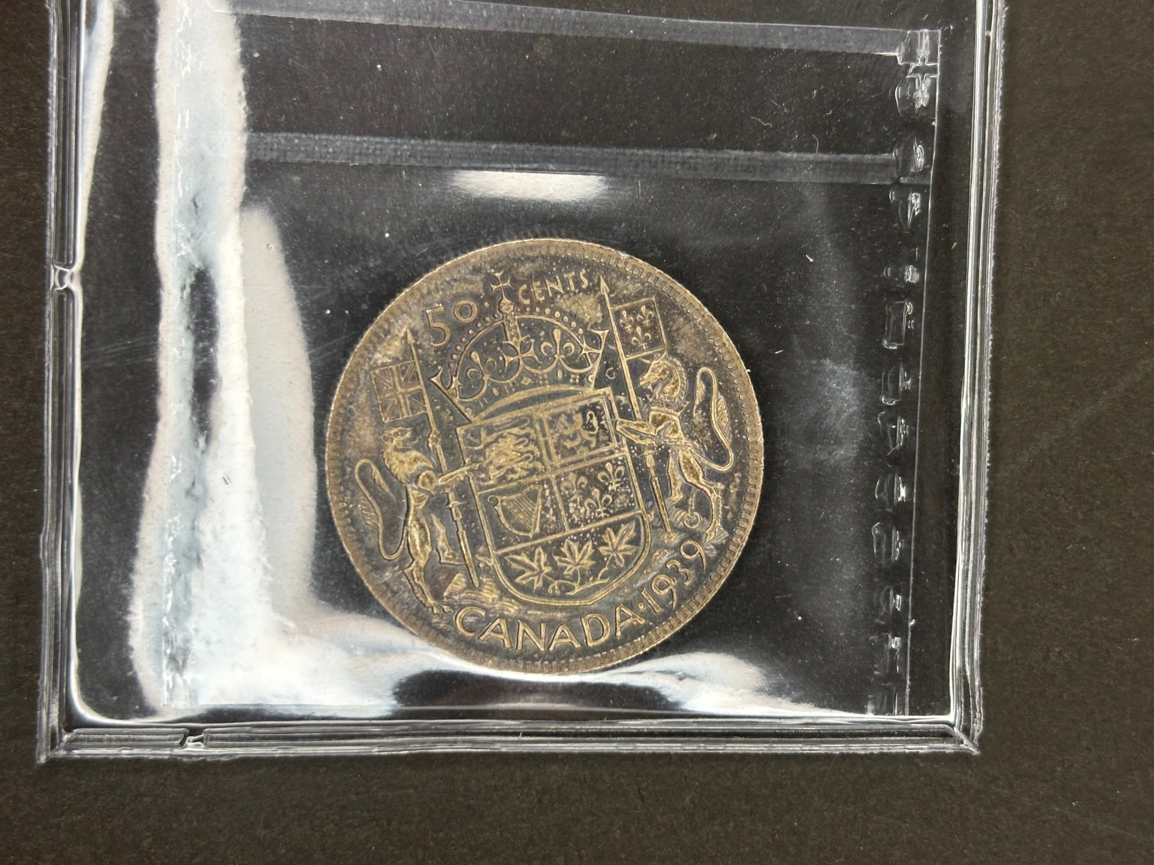 Pièce de monnaie en argent du Canada - 50 cents - 1939 / ICCS MS65