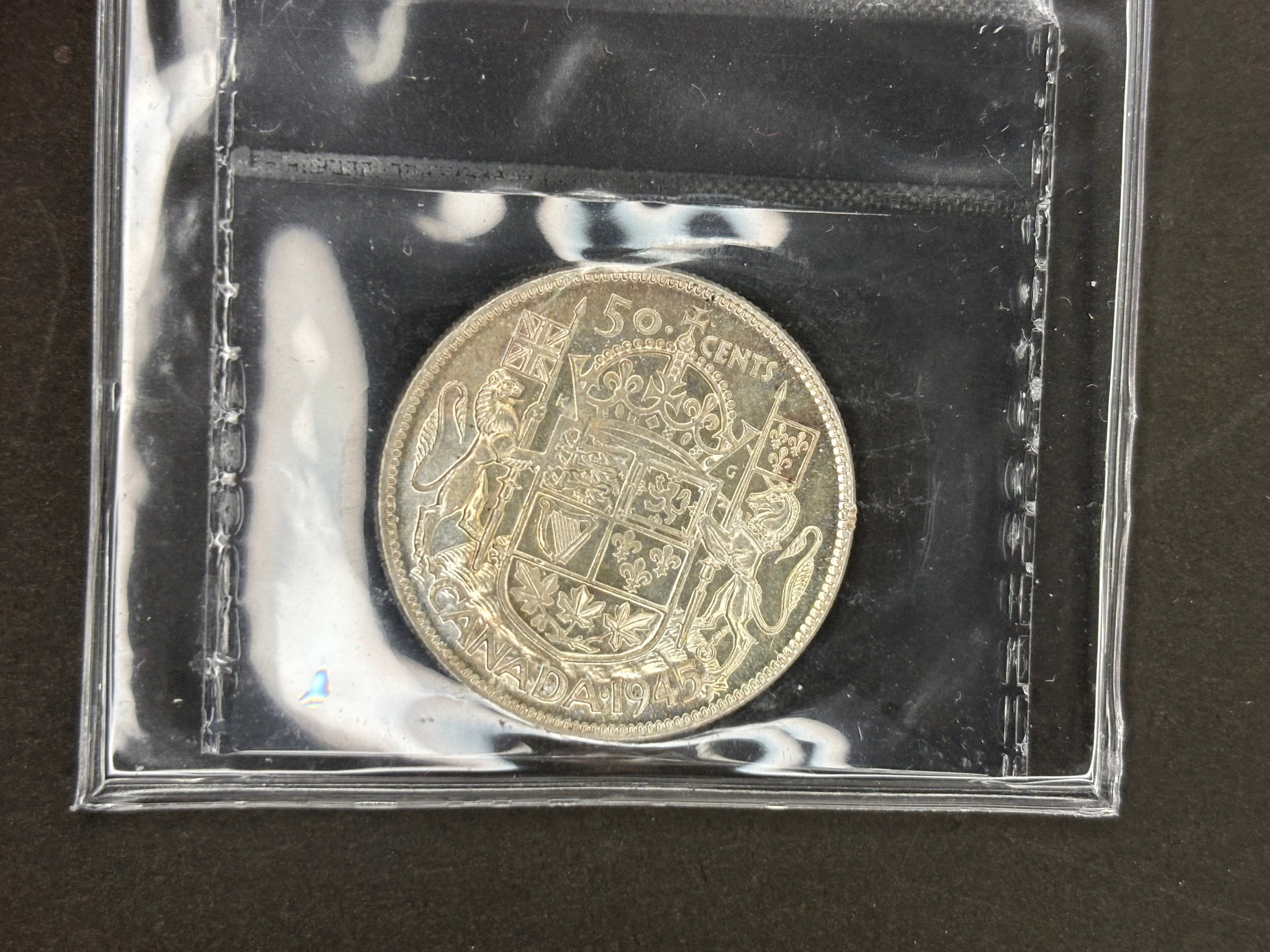 Pièce de monnaie en argent du Canada - 50 cents - 1945 / ICCS MS63