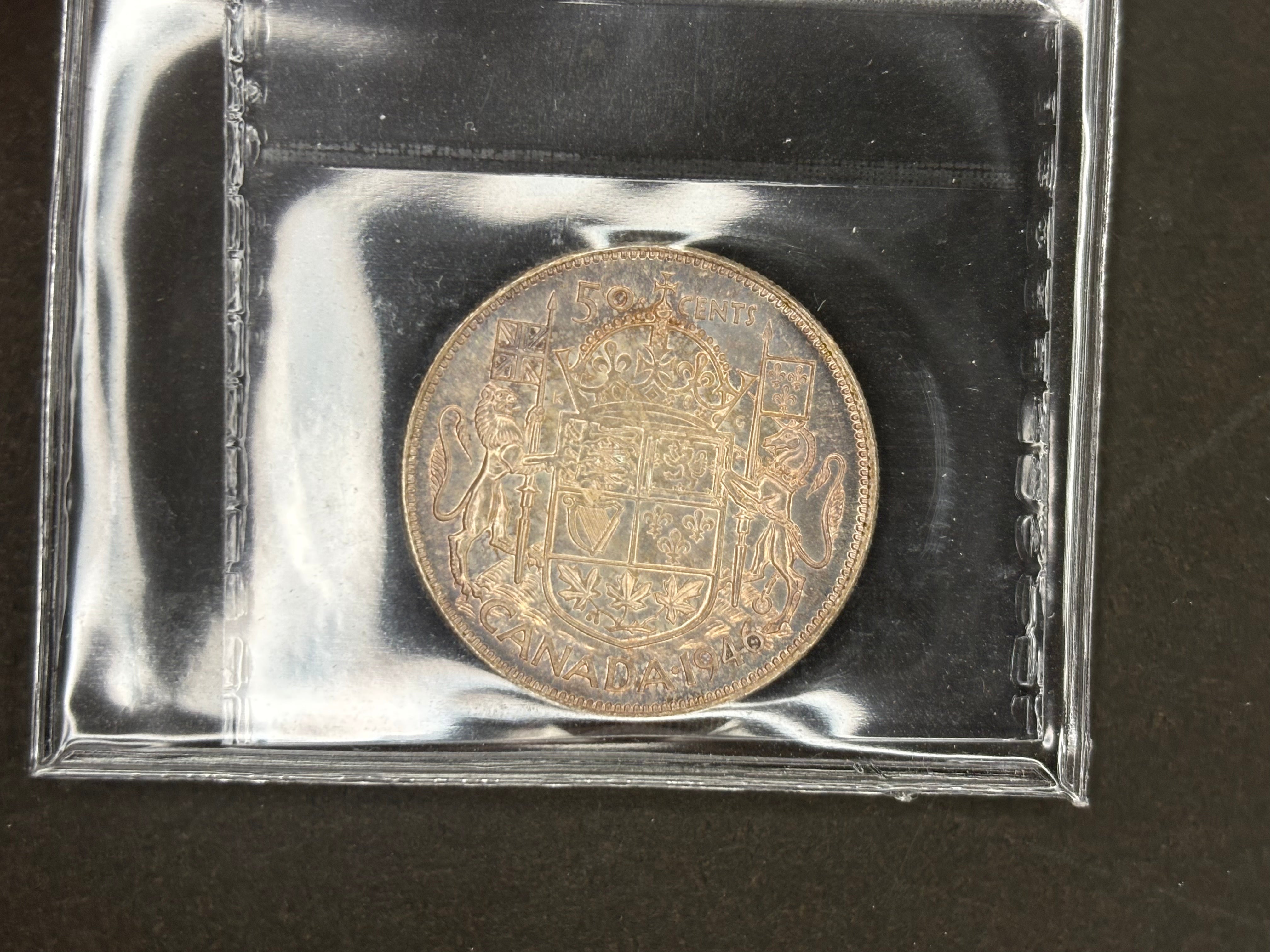 Pièce de monnaie en argent du Canada - 50 cents - 1946 / ICCS MS64