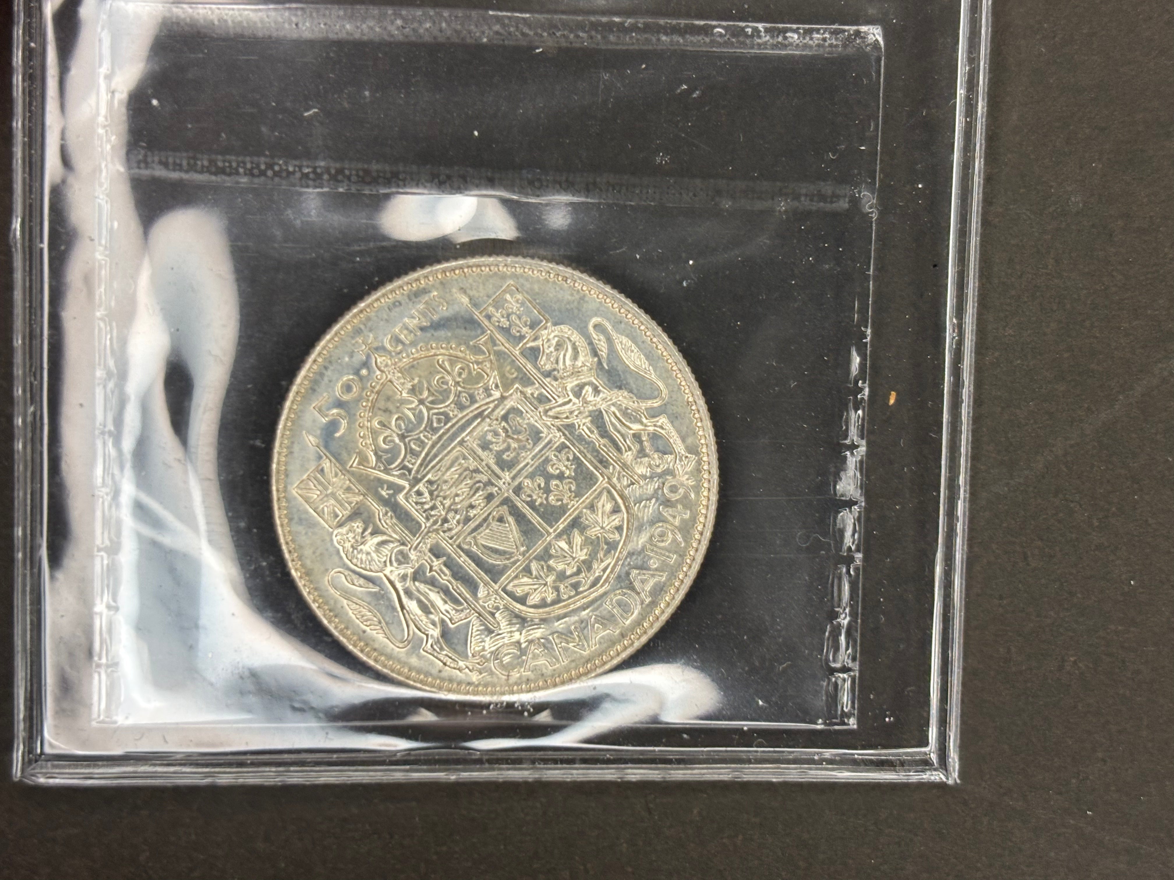 Pièce de monnaie en argent du Canada - 50 cents - 1949 / ICCS MS63