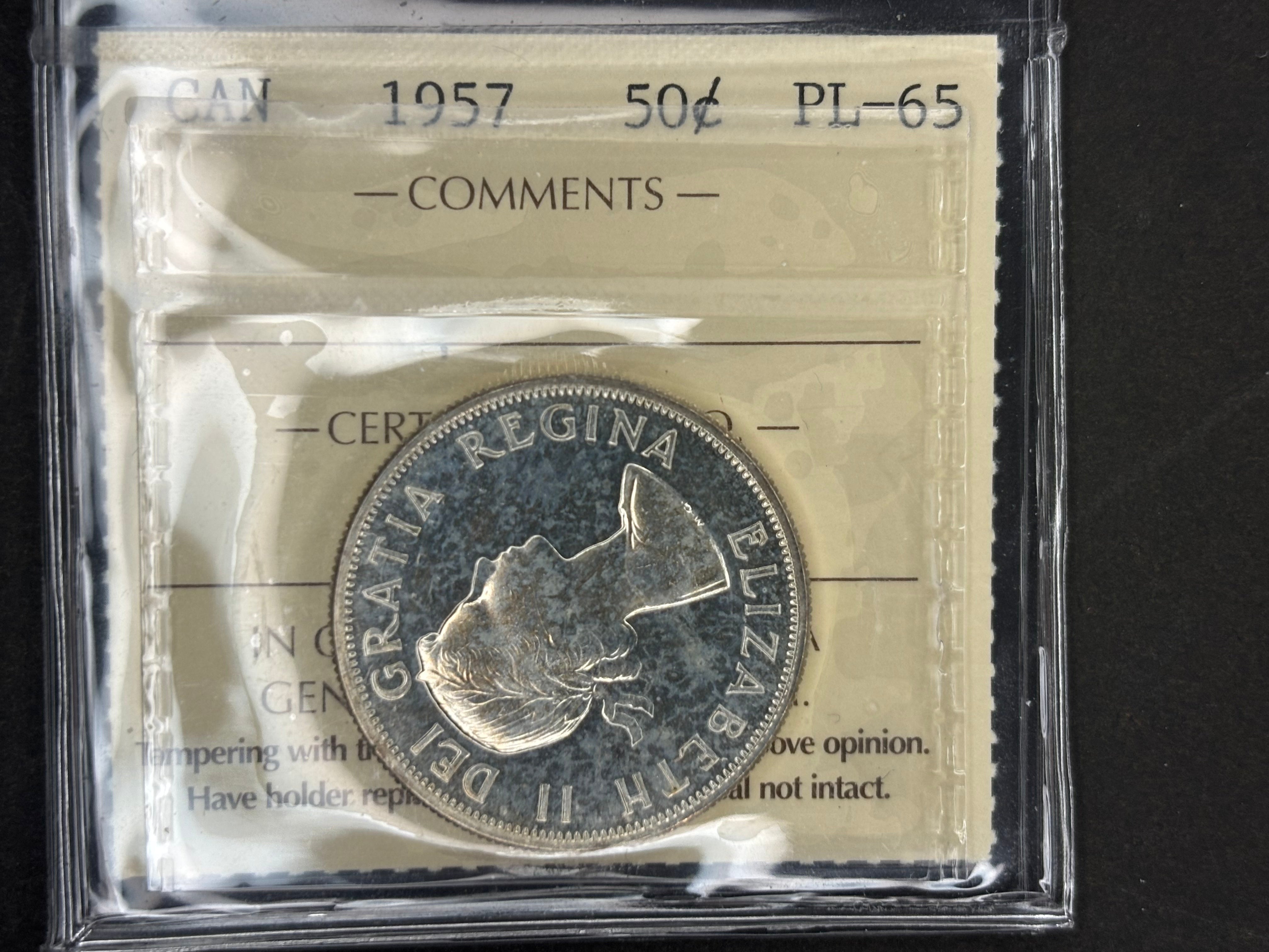 Pièce de monnaie en argent du Canada - 50 cents - 1957 / ICCS PL65