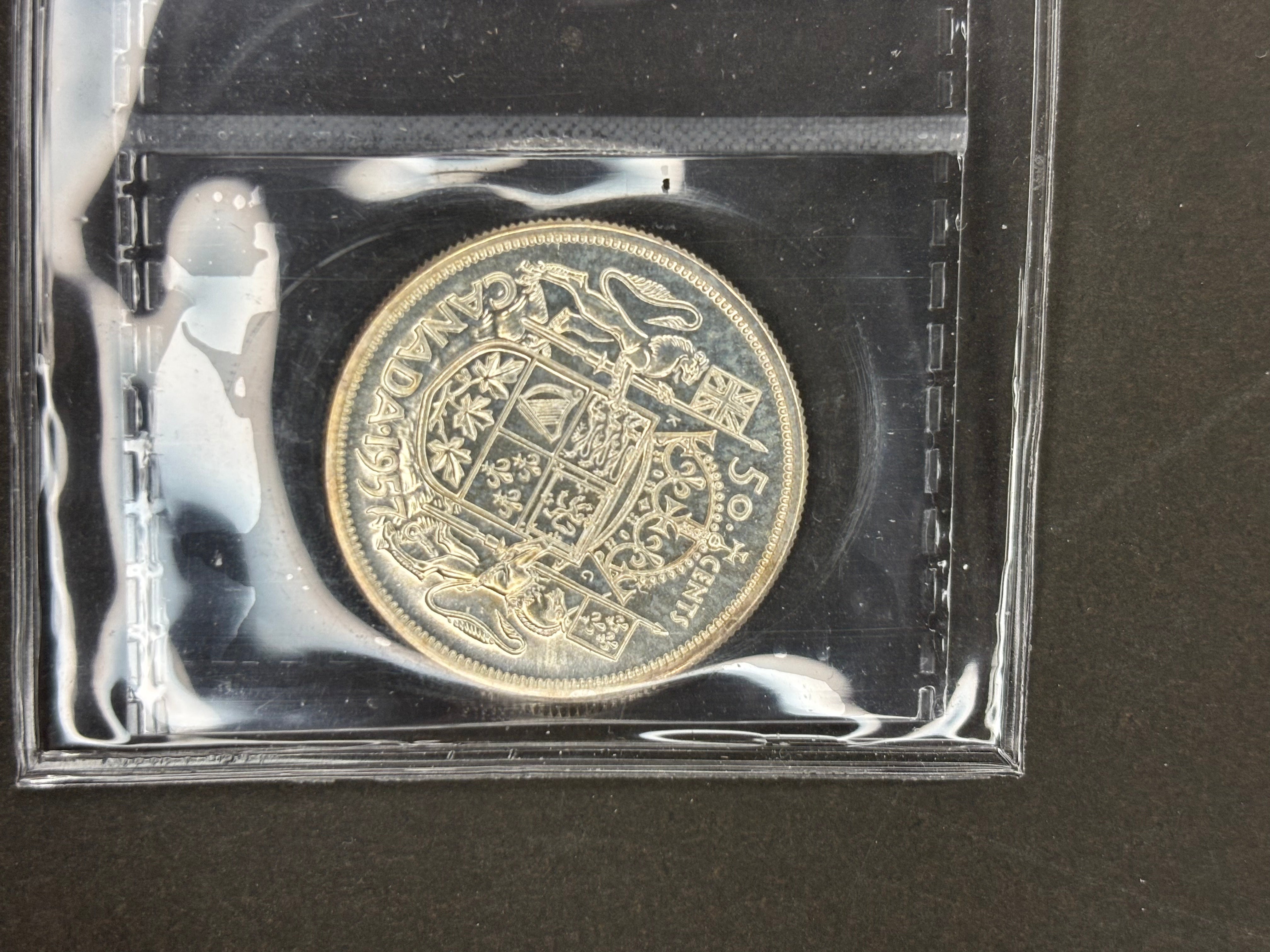 Pièce de monnaie en argent du Canada - 50 cents - 1957 / ICCS PL65