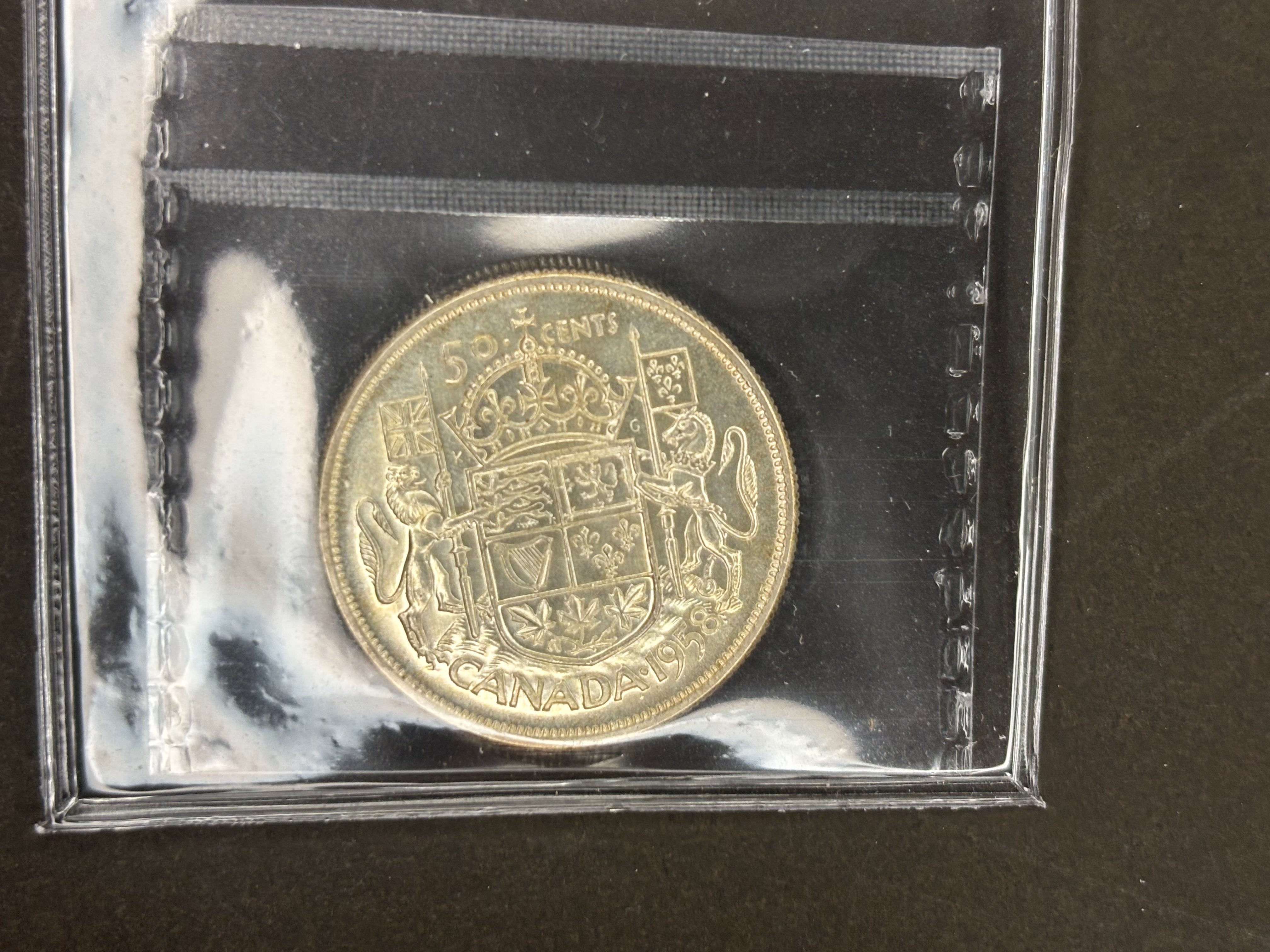 Pièce de monnaie en argent du Canada - 50 cents - 1958 / ICCS MS64