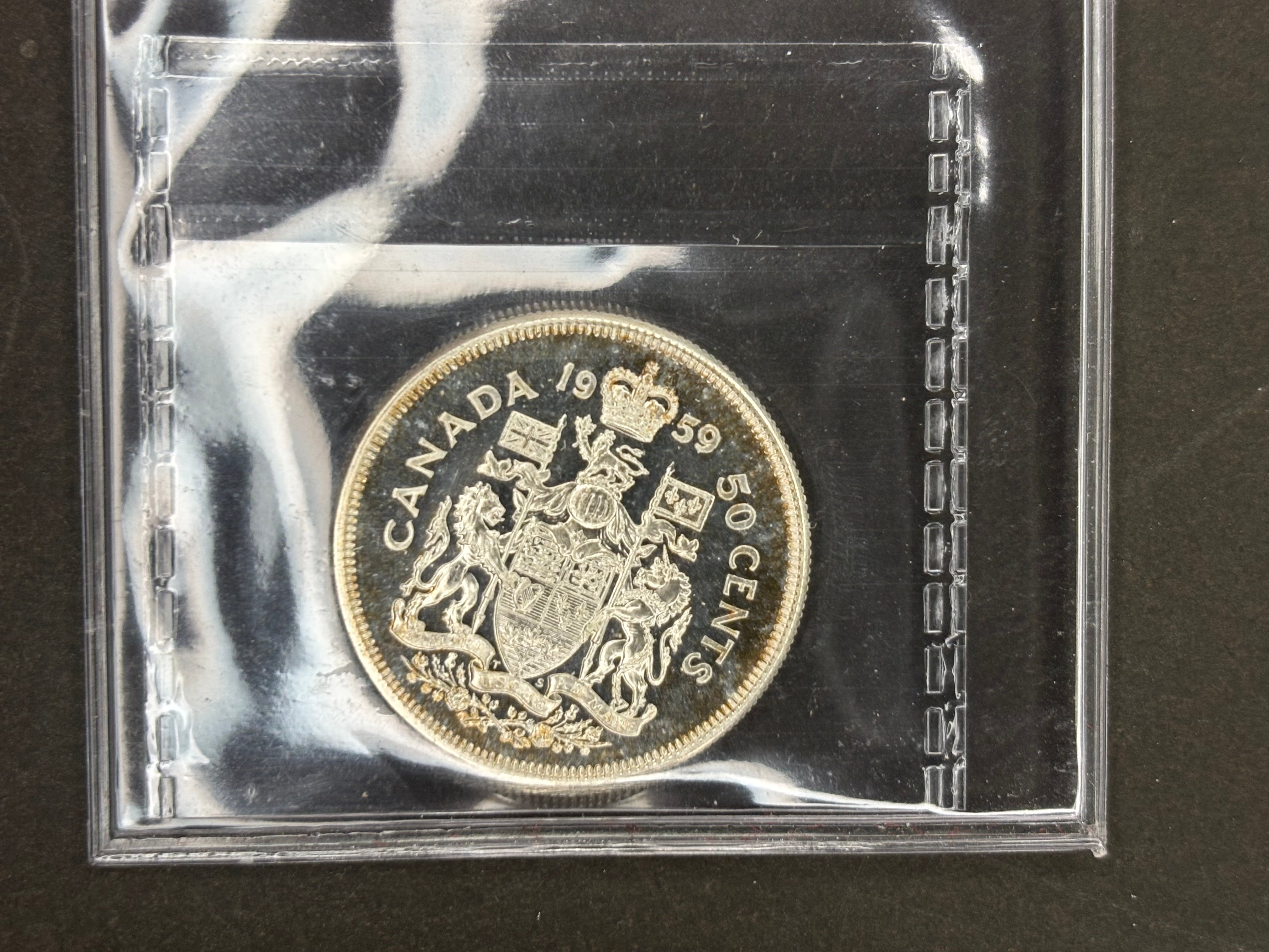 Pièce de monnaie en argent du Canada - 50 cents - 1959 Camée lourde / ICCS PL65
