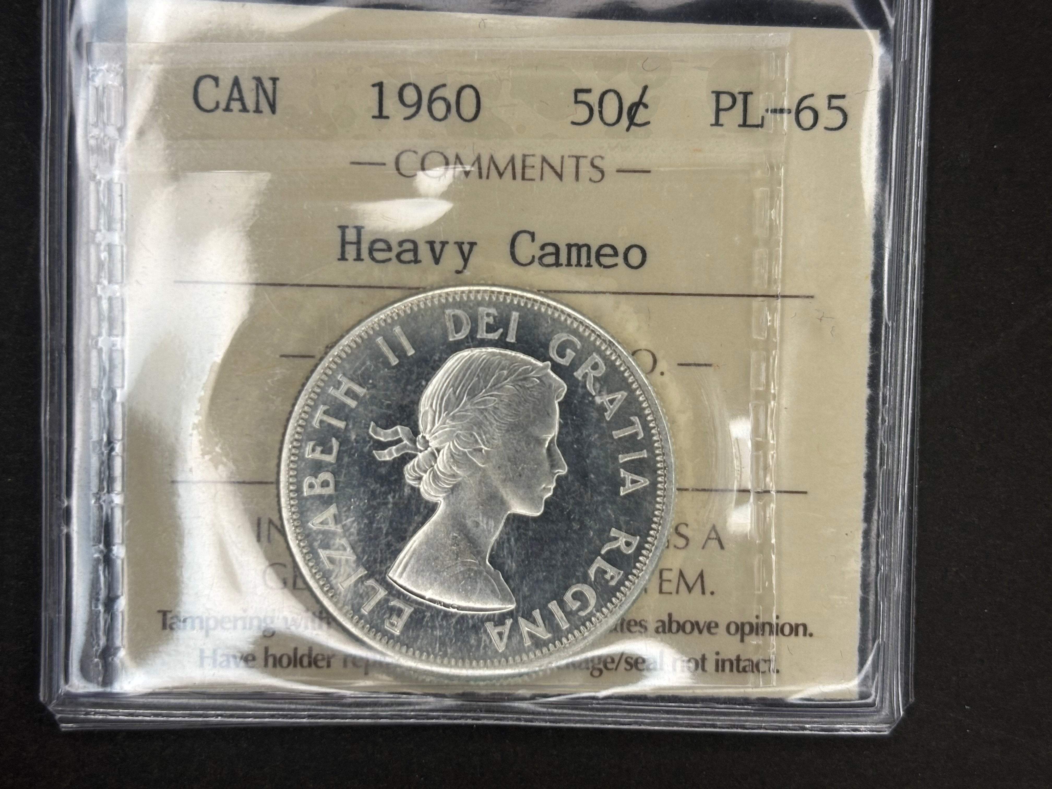 Pièce de monnaie en argent du Canada - 50 cents - 1960 Camée lourde / ICCS PL65