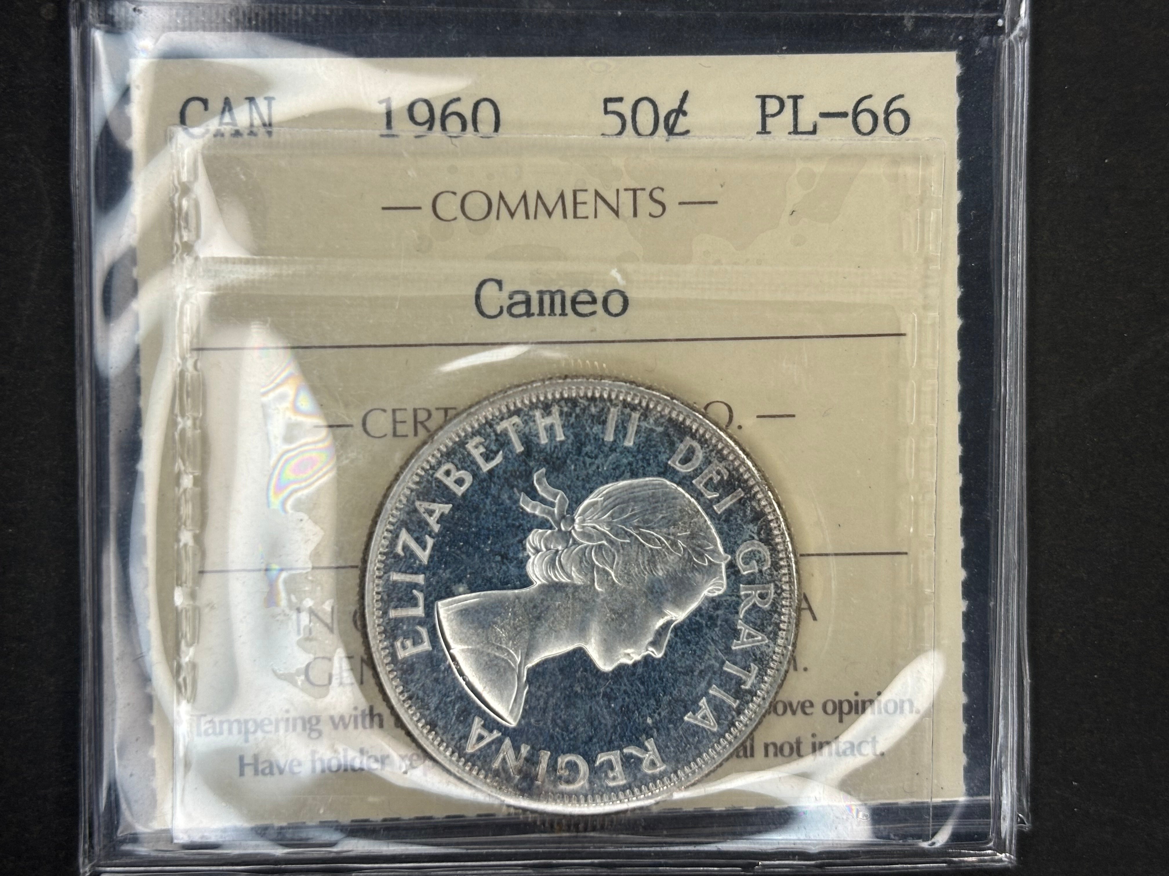 Pièce de monnaie en argent du Canada - 50 cents - 1960 Cameo / ICCS PL66