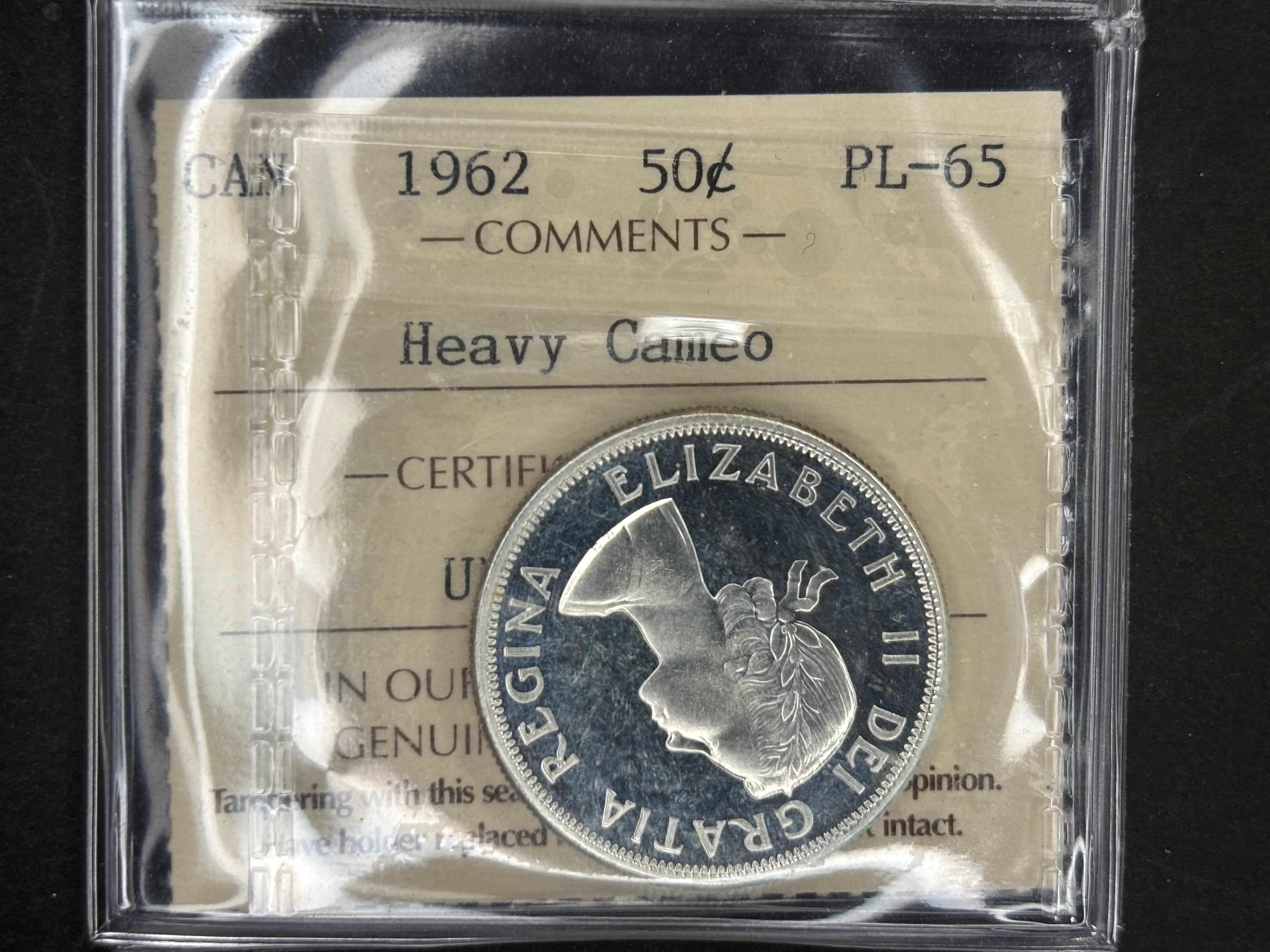 Canada Silver Coin - 50 cents - 1962 Heavy Cameo / ICCS PL65