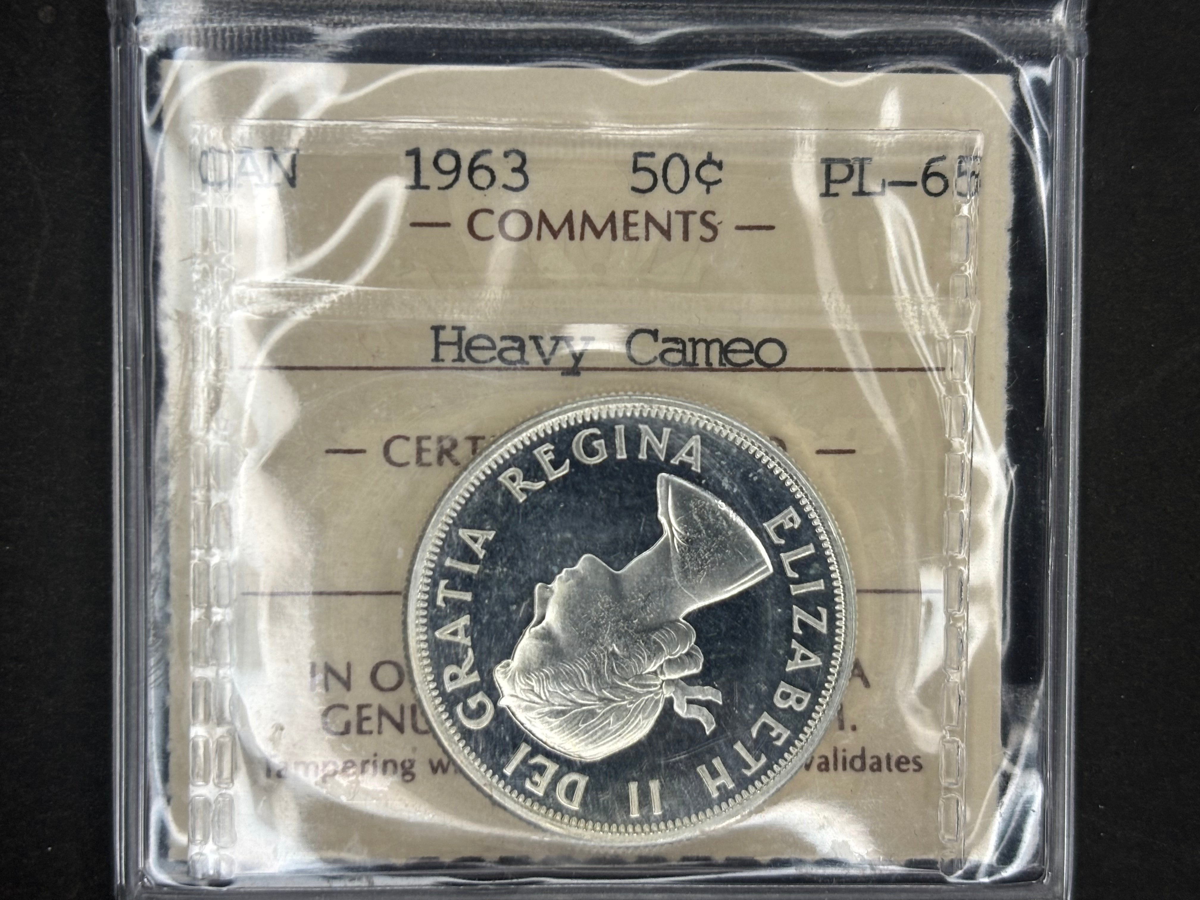 Canada Silver Coin - 50 cents - 1963 Heavy cameo / ICCS PL65