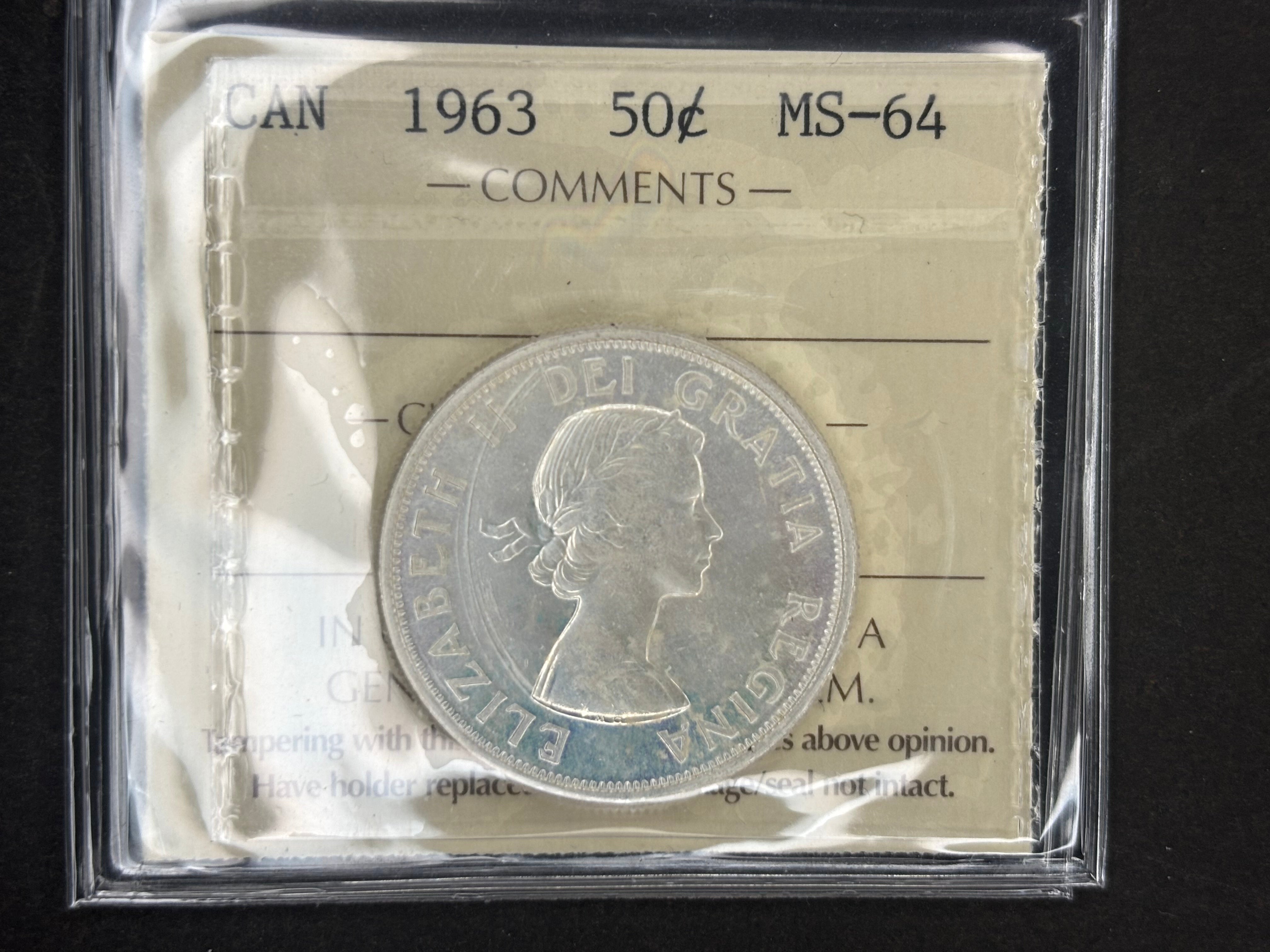 Canada Silver Coin - 50 cents - 1963 / ICCS MS64