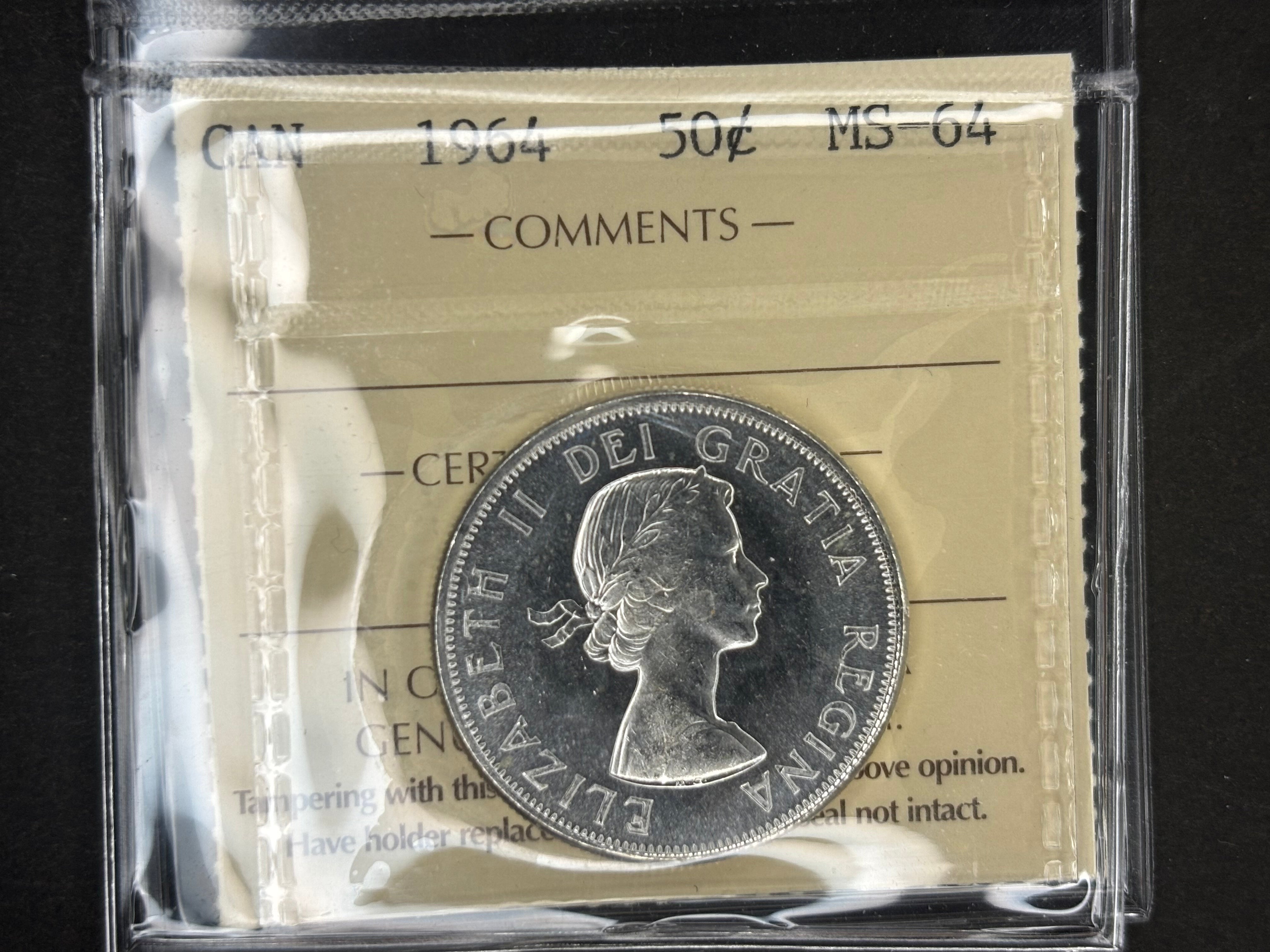 Canada Silver Coin - 50 cents - 1964 / ICCS MS64