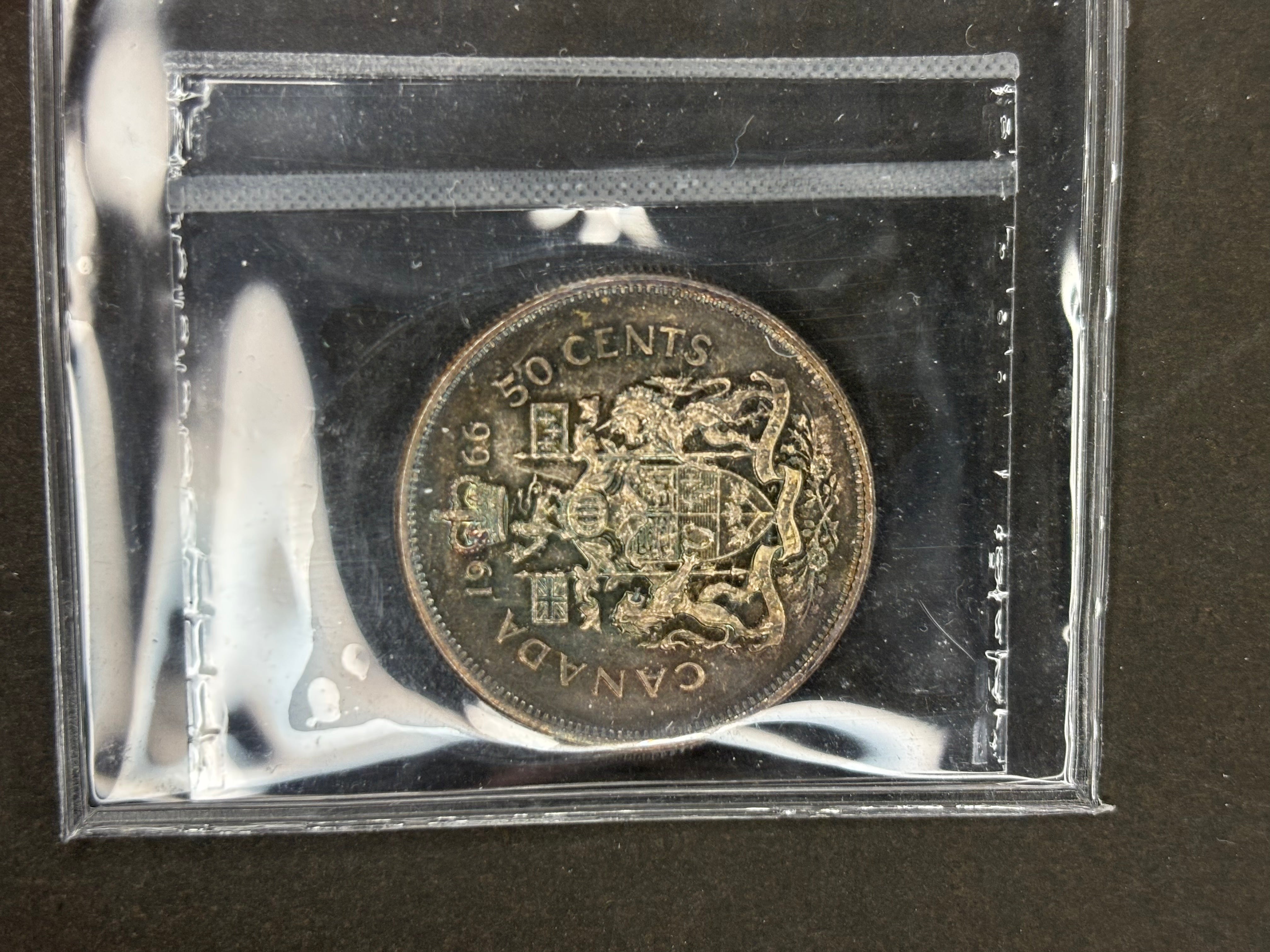 Canada Silver Coin - 50 cents - 1966 Toned / ICCS MS64