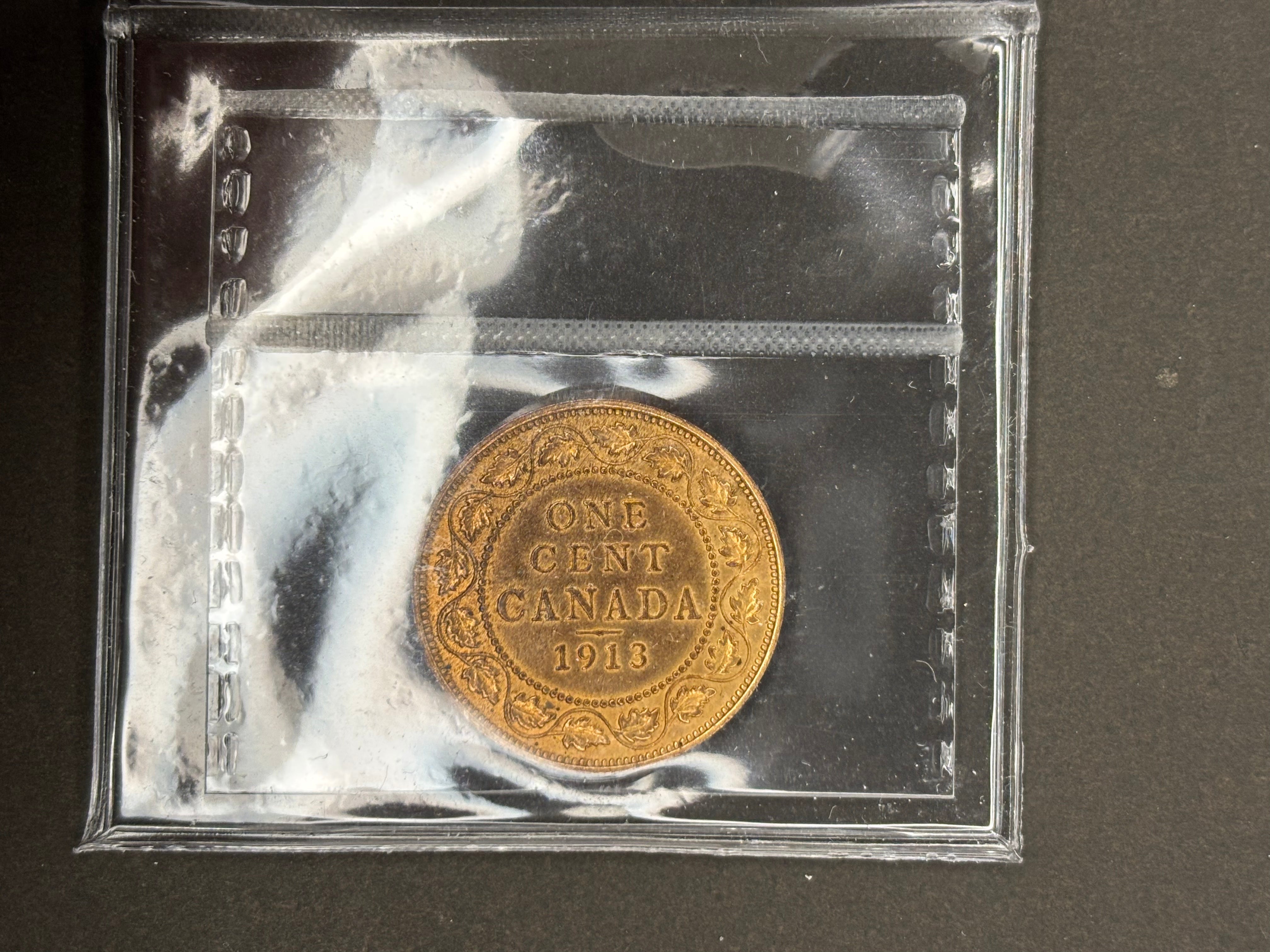 Canadian Coin - Penny - 1913 Red & Brown - ICCS MS63