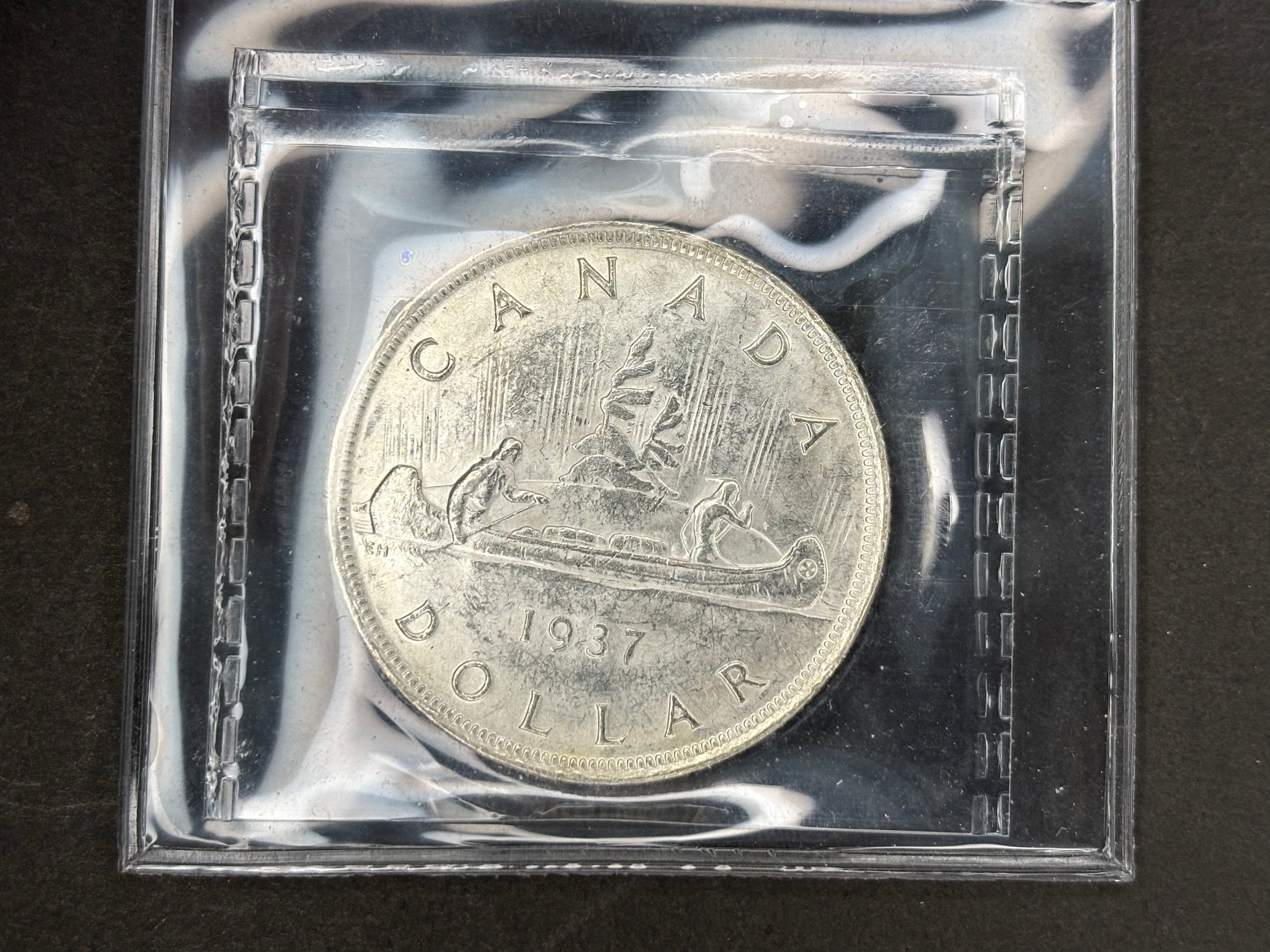 Canadian Silver Coin - Dollar - 1937 ICCS MS60