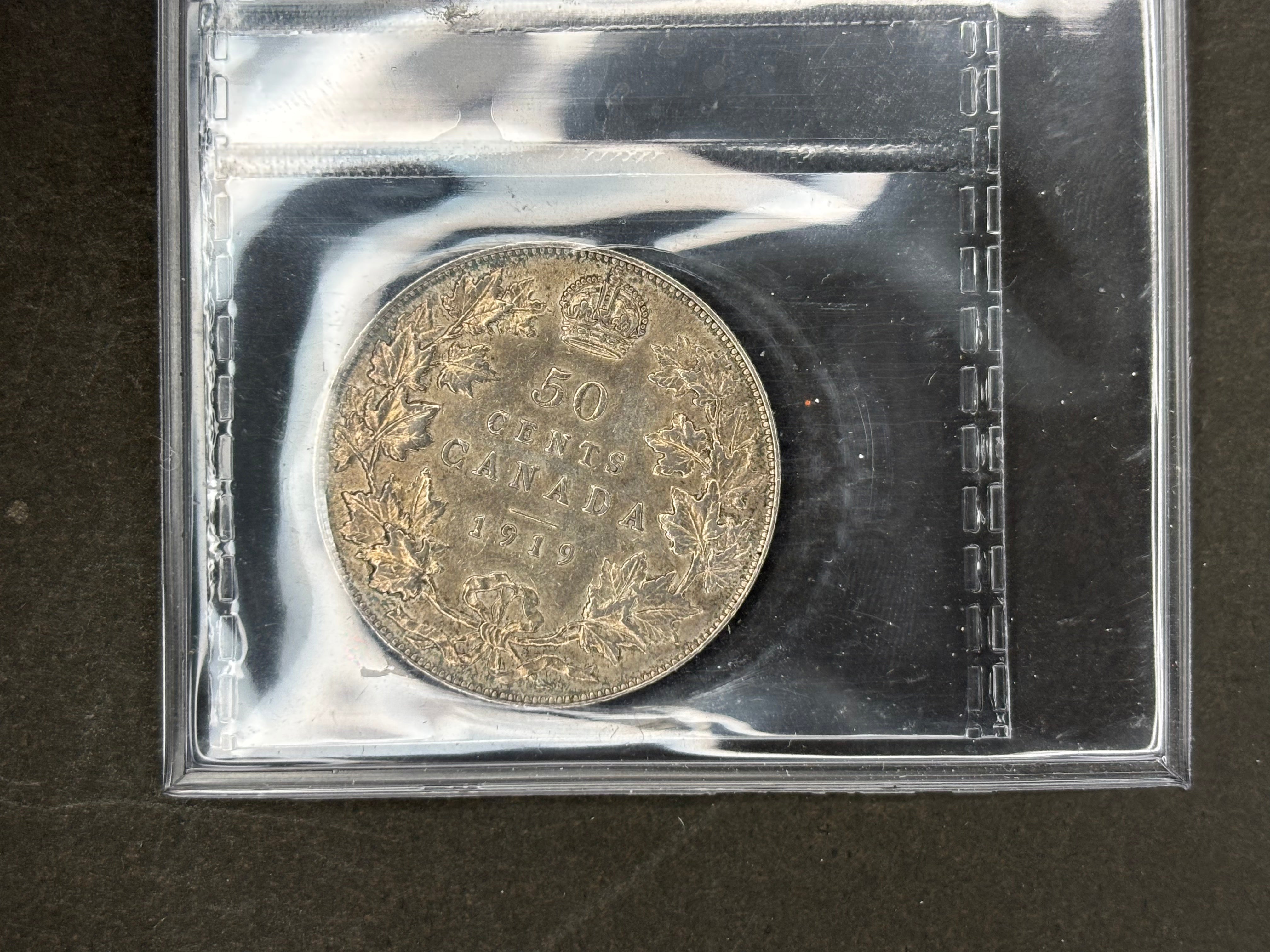 Canada Silver Coin - 50 cents - 1919 / ICCS EF40