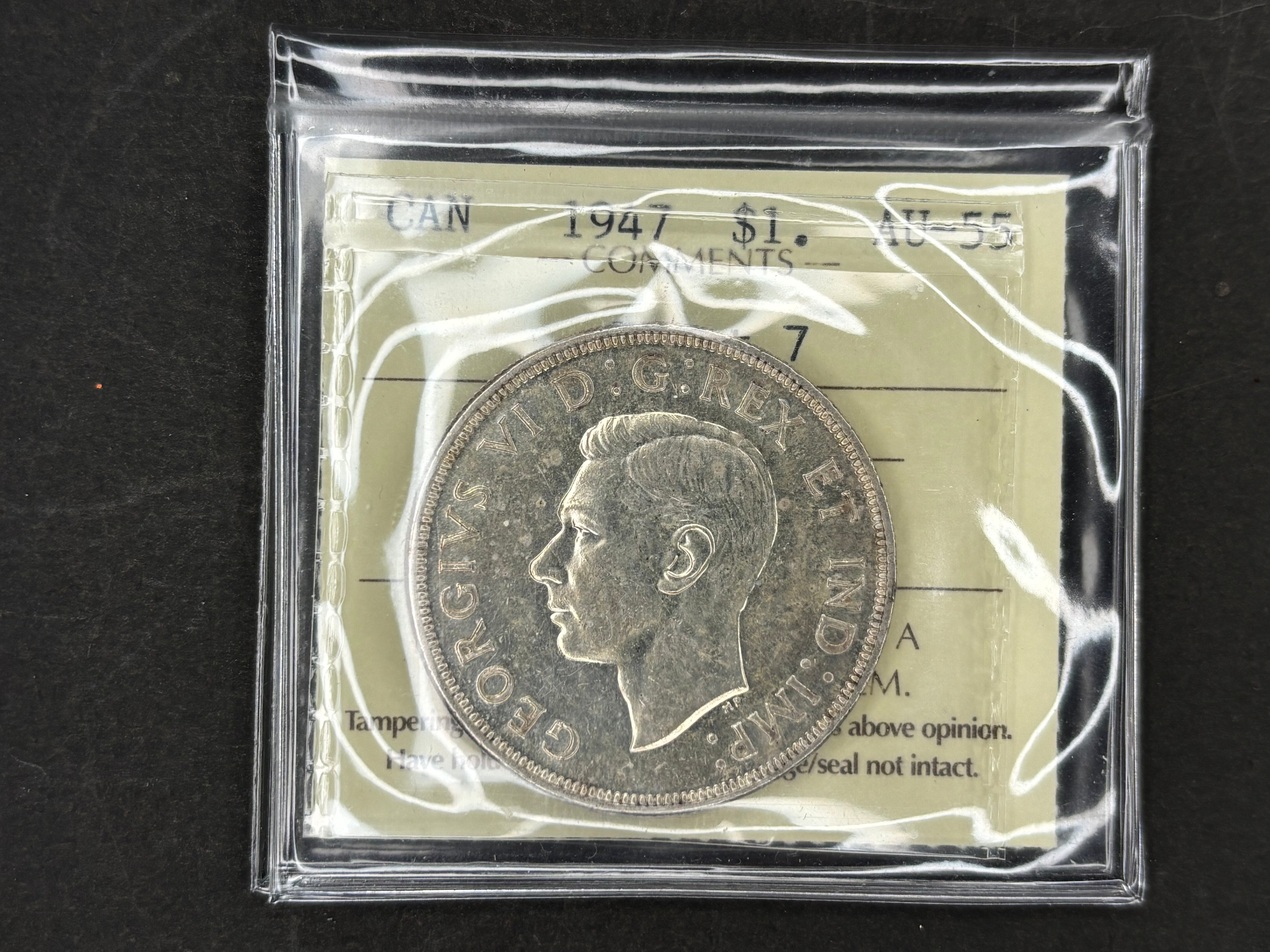 Canadian Silver Coin - Dollars - 1947 B7 - AU55 ICCS