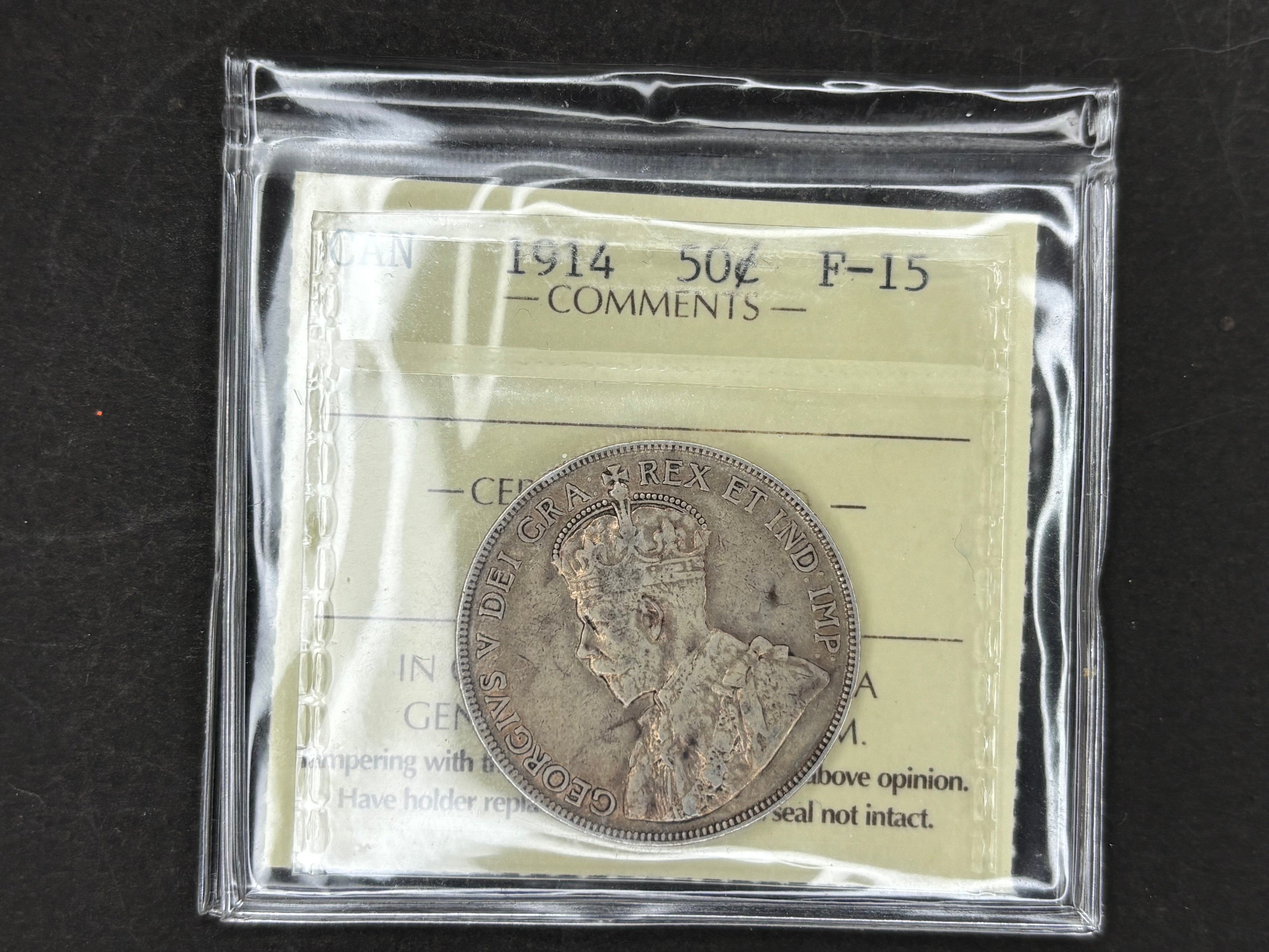 Canadian Silver Coin - 50 cents - 1914 - F15 ICCS