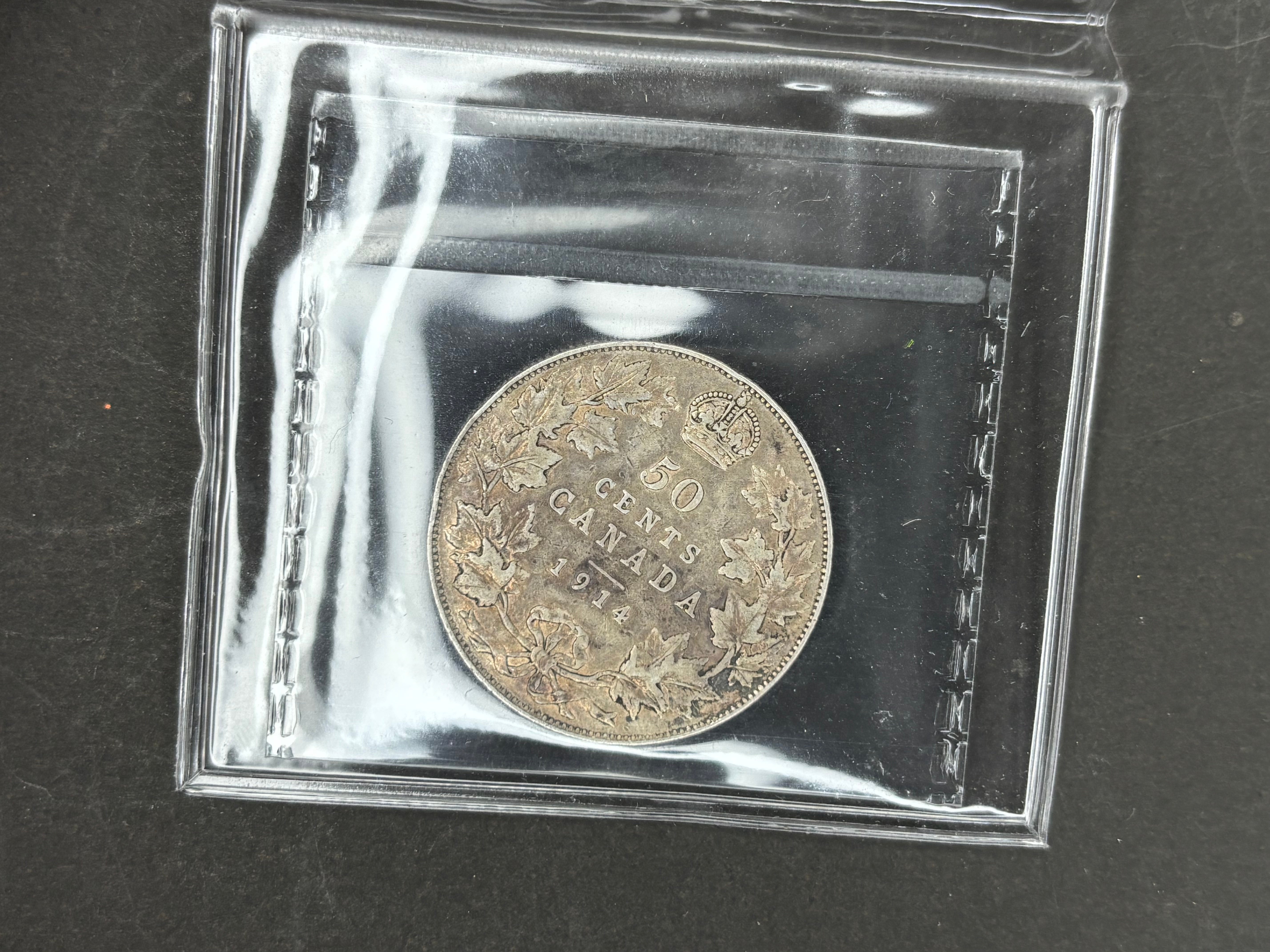 Canadian Silver Coin - 50 cents - 1914 - F15 ICCS