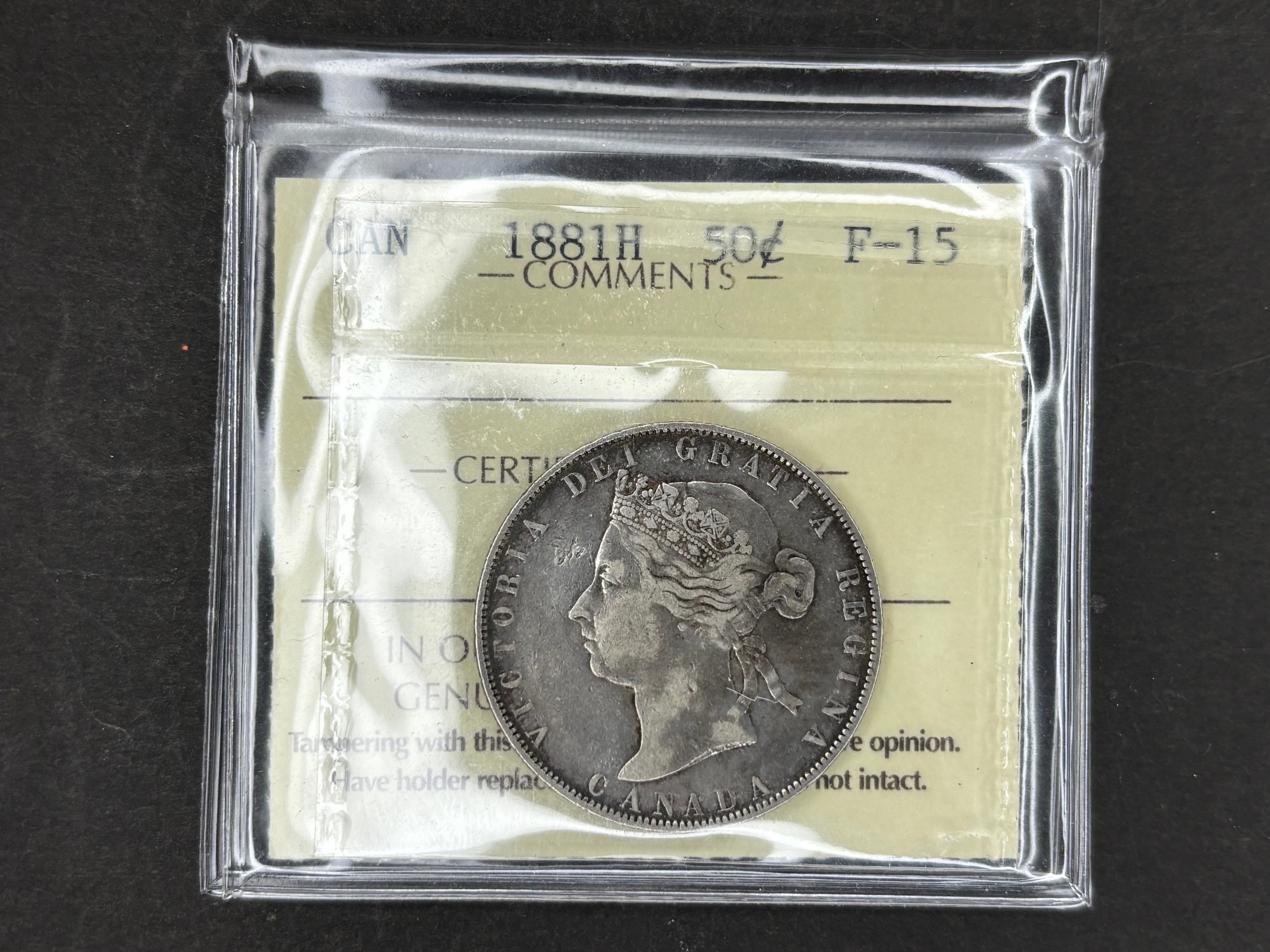 Canadian Silver Coin - 50 cents - 1881H - F15 ICCS