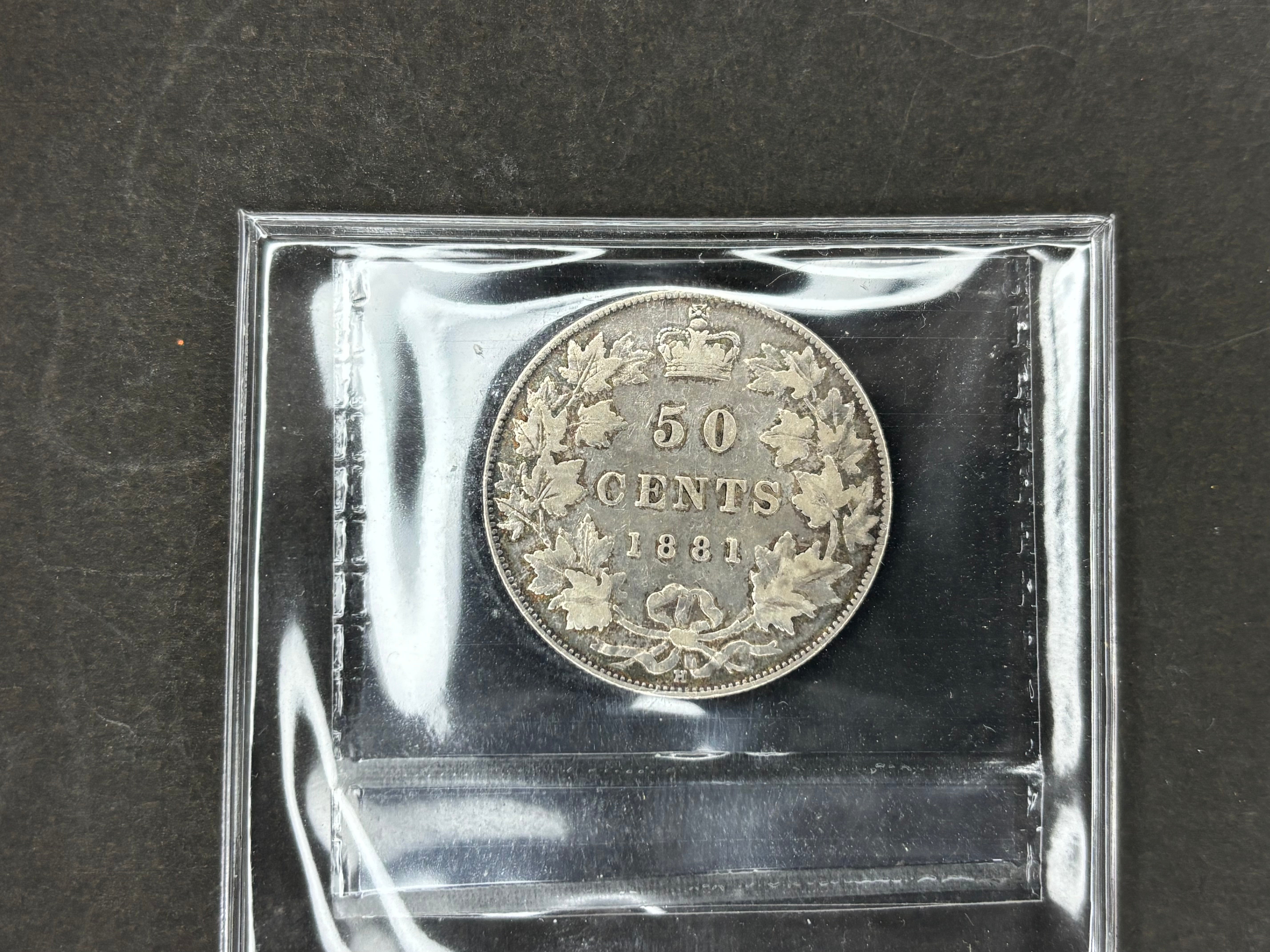 Canadian Silver Coin - 50 cents - 1881H - F15 ICCS