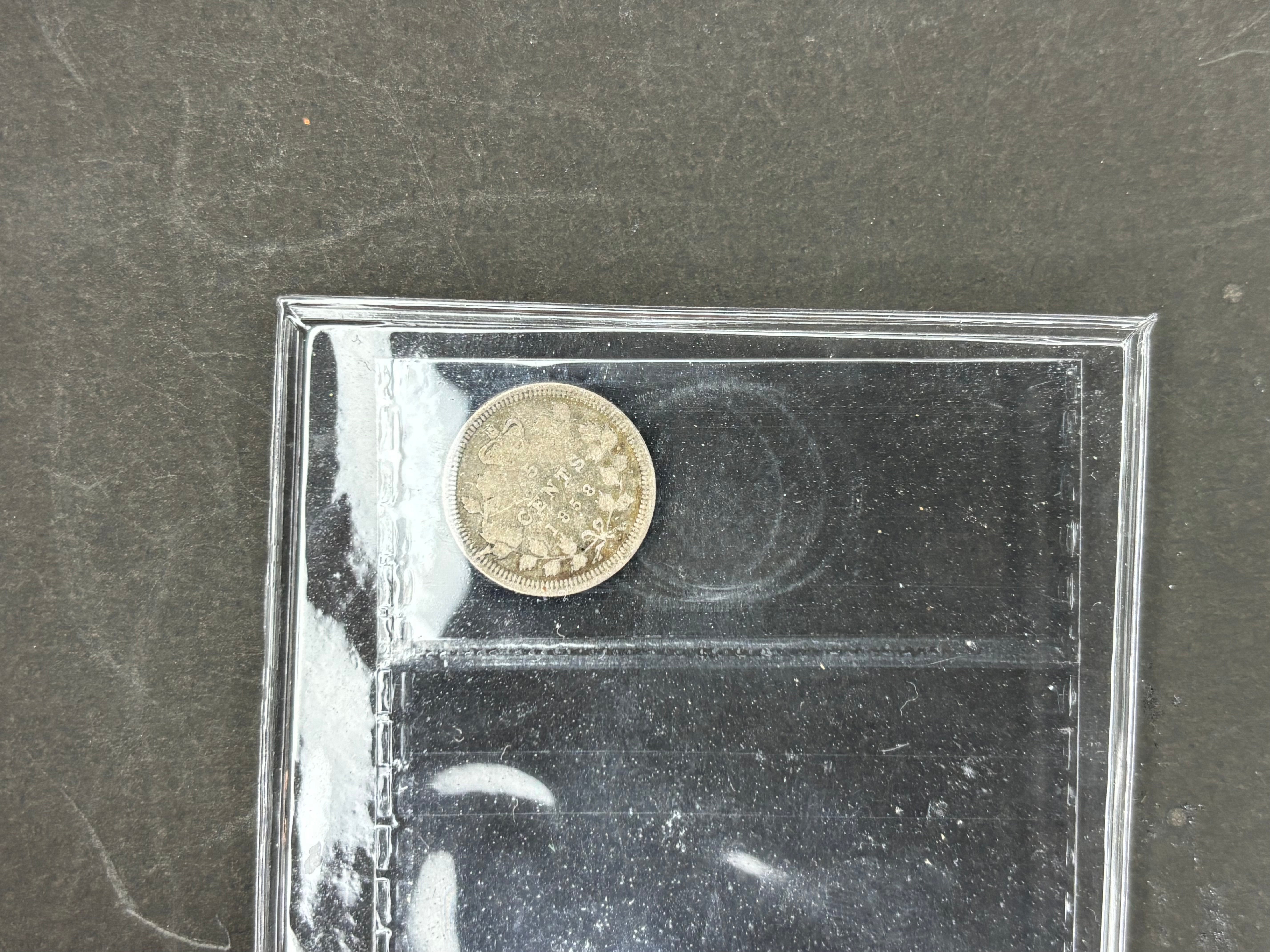 Canadian Silver Coin - 5 cents - 1858 - G4 ICCS