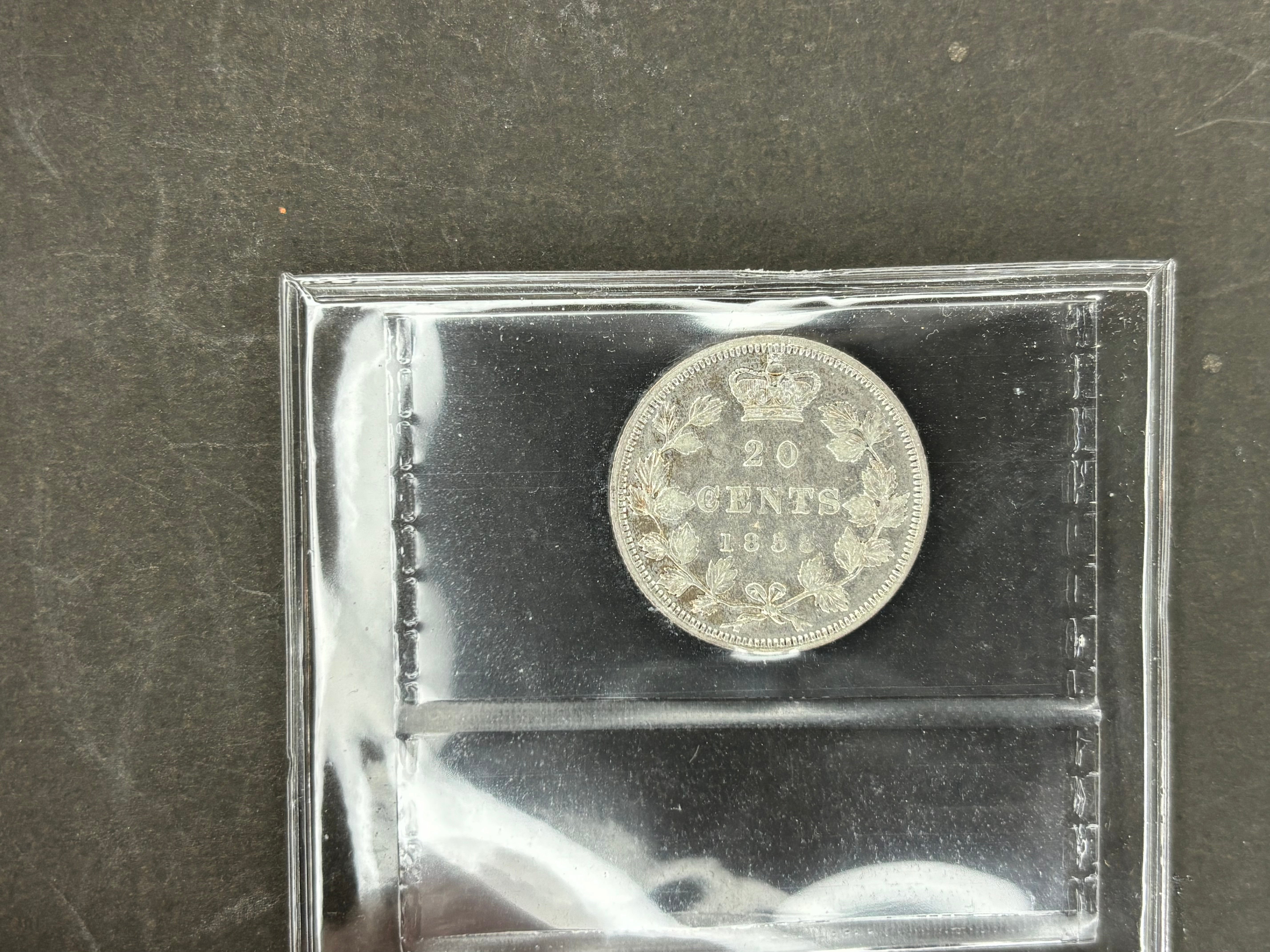Canadian Silver Coin - 20 cents - 1858 - VF30 ICCS