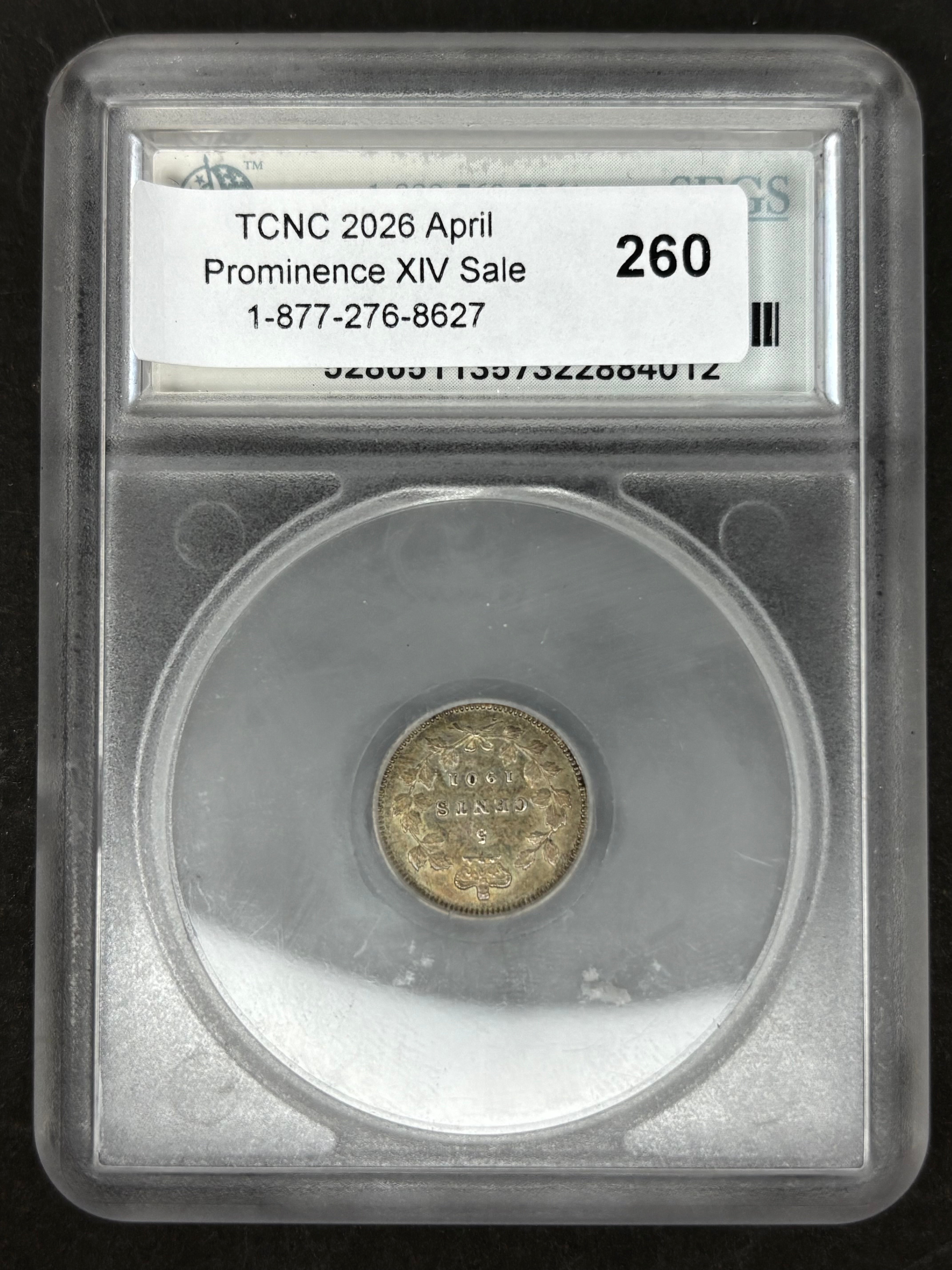 Canadian Silver Coin - 5 cents - 1901 - MS60 SEGS