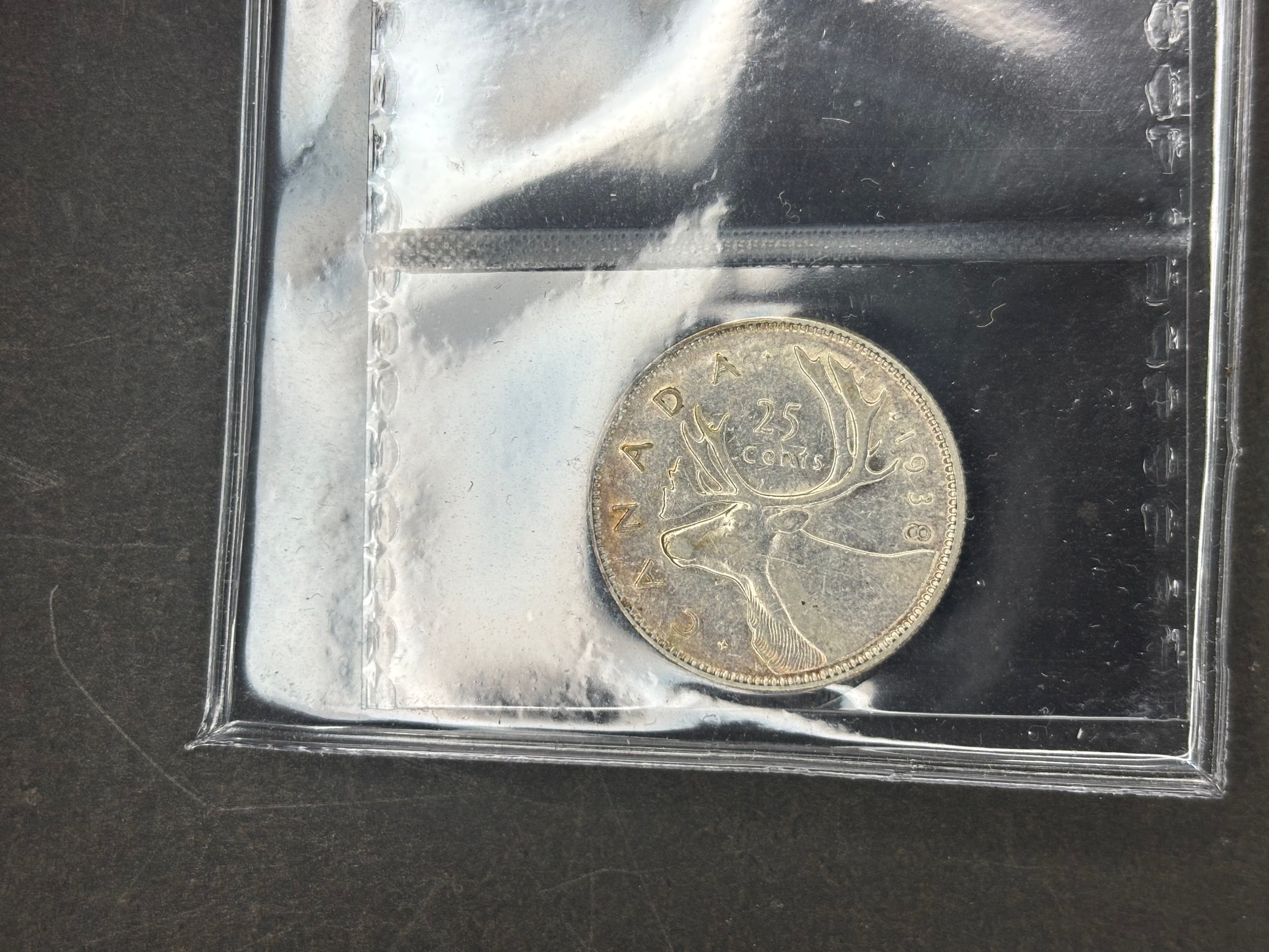 Canadian Silver Coin - 25 cents - 1938 - EF40 ICCS